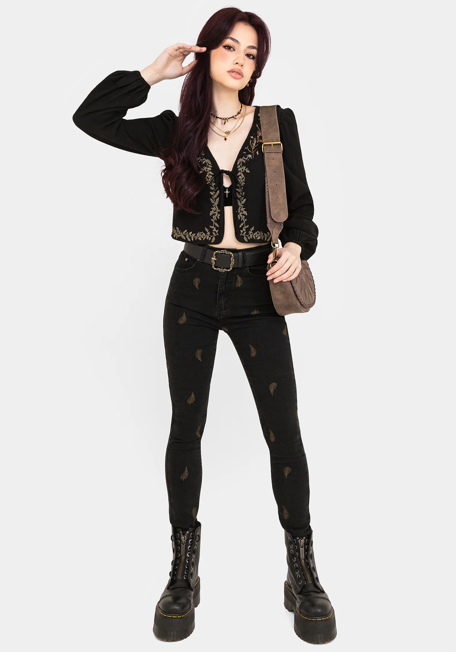 Abellona Embroidered Tie Front Blouse - Image 5