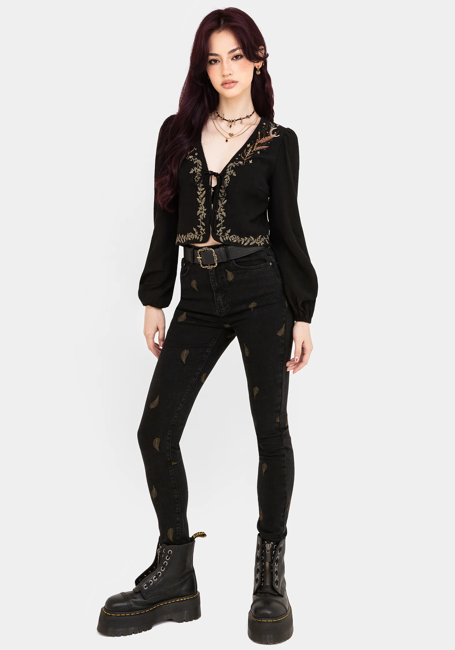 Abellona Embroidered Tie Front Blouse - Image 7