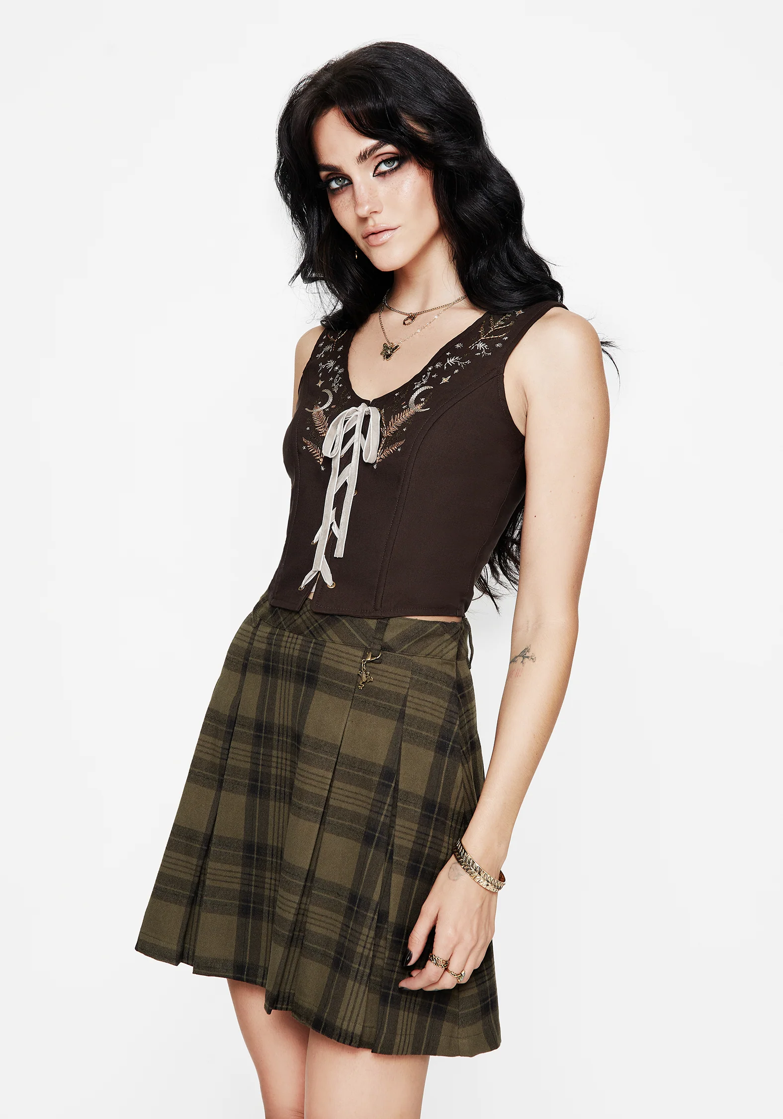 Abellona Embroidered Tie Up Front Corset Top - Image 6