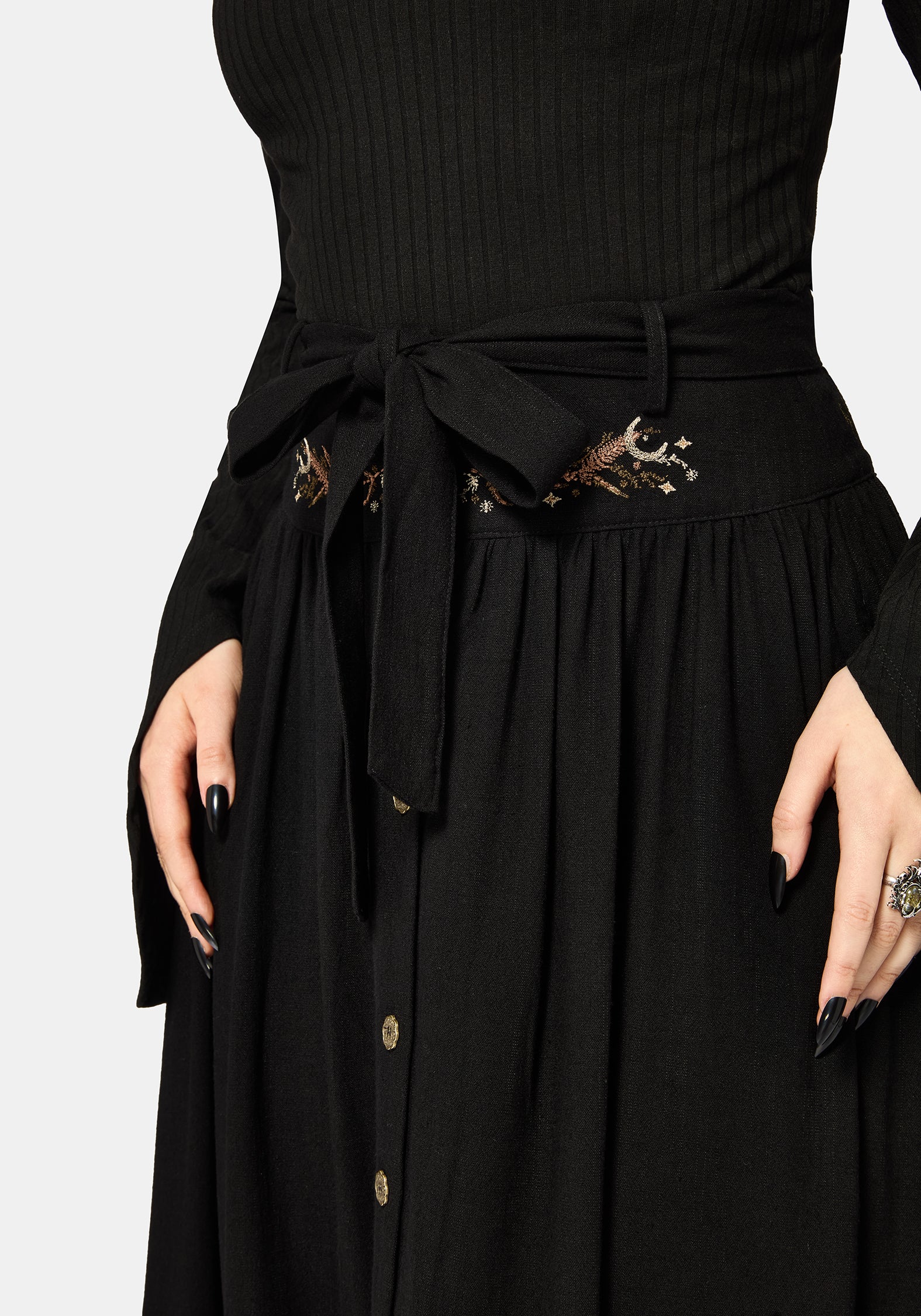 Abellona Embroidered Tie Waist Midaxi Skirt - Image 2