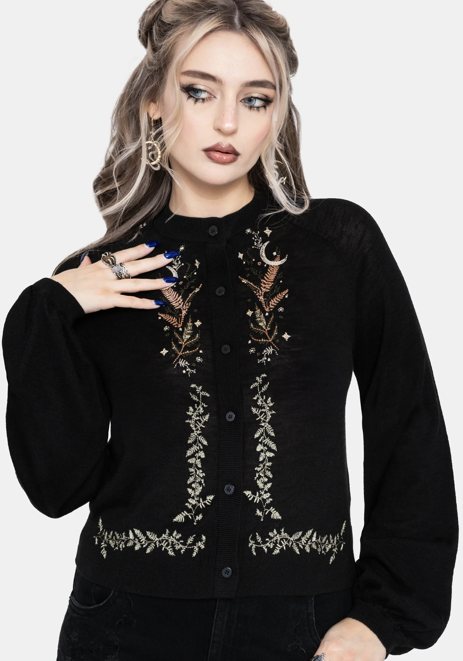 Abellona Lightweight Fine Embroidered Knit Cardigan - Image 4