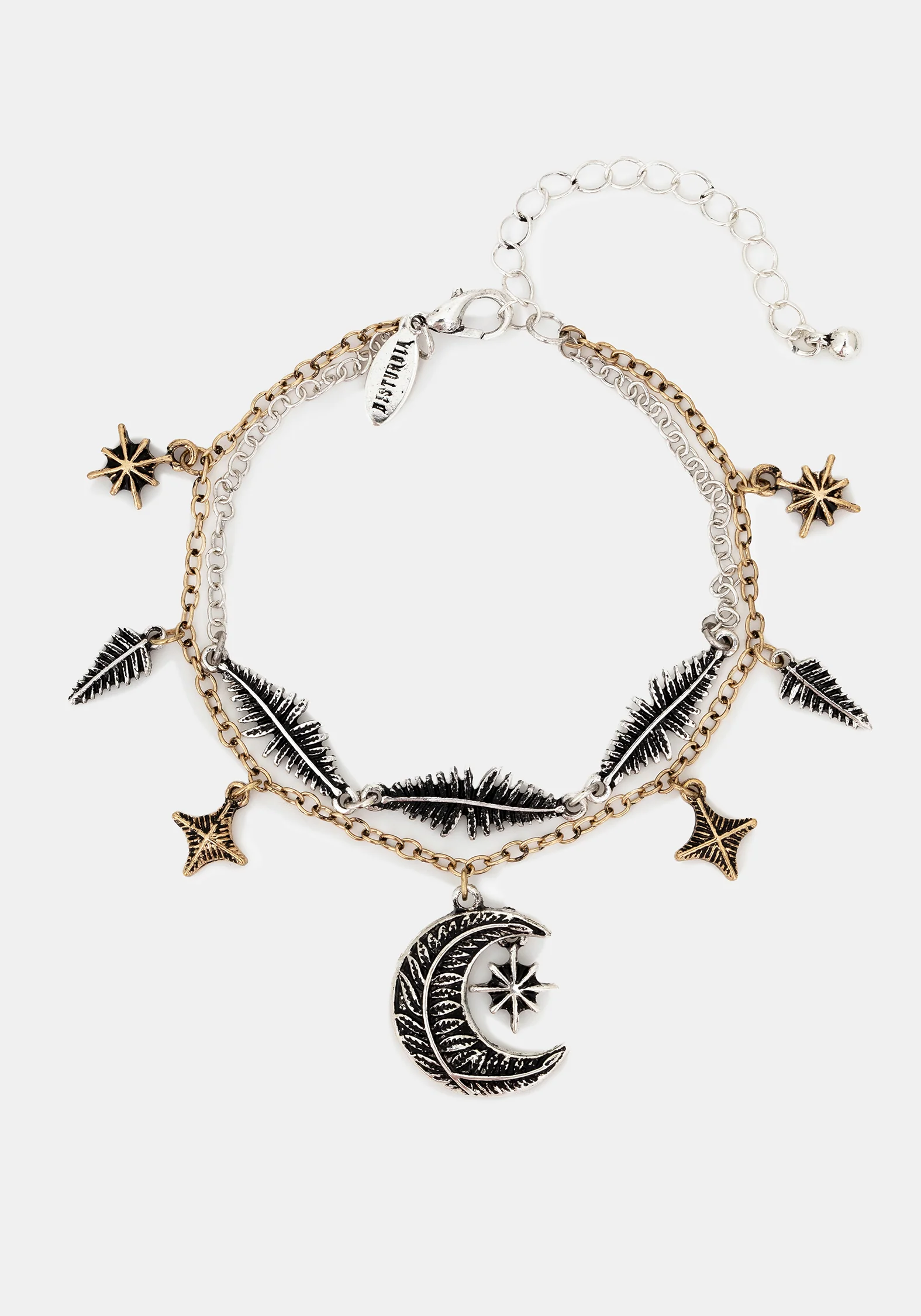 Abellona Moon Fern Layered Charm Bracelet - Image 5