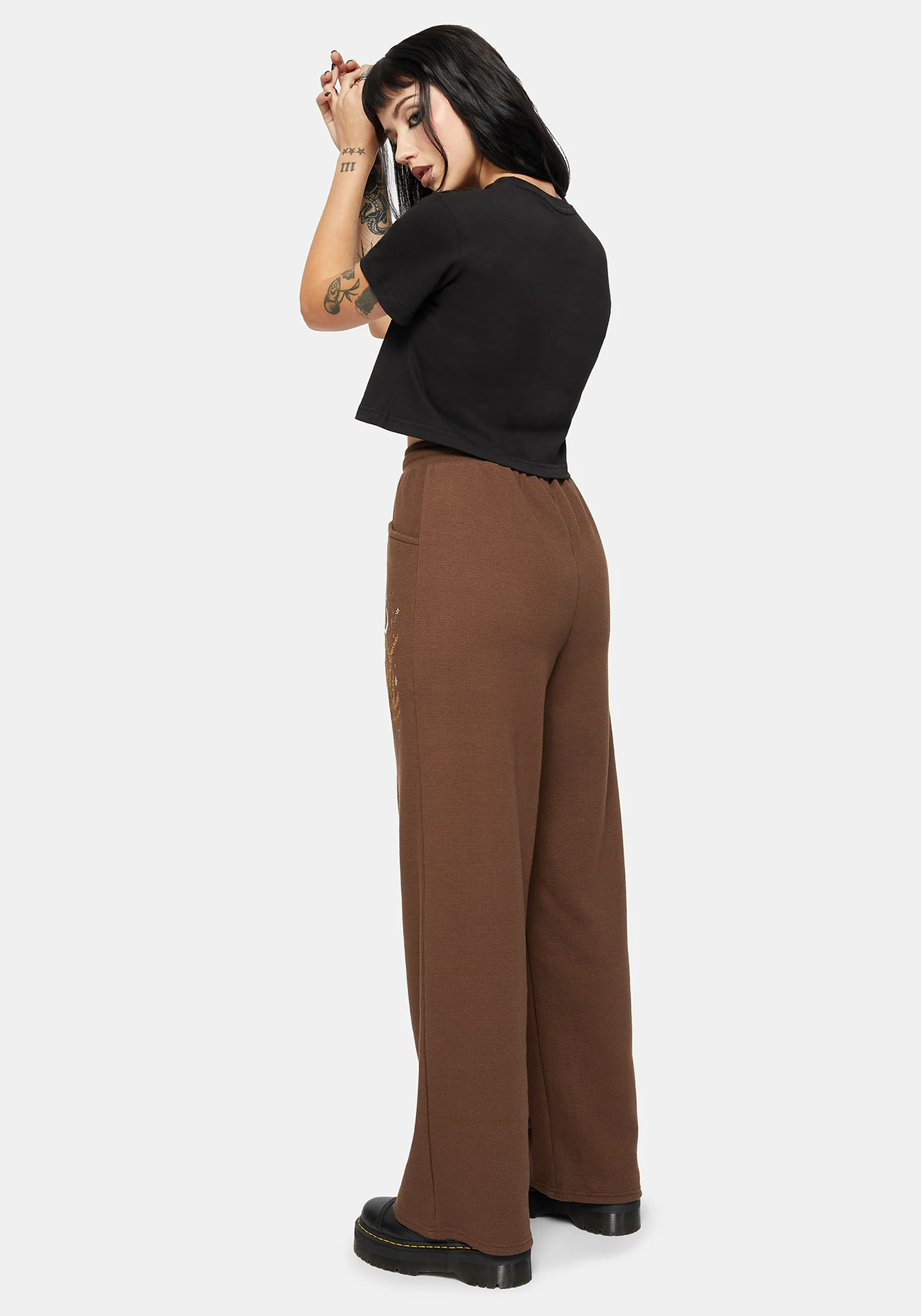 Abellona Waffle Embroidered Wide Leg Jogger - Image 3