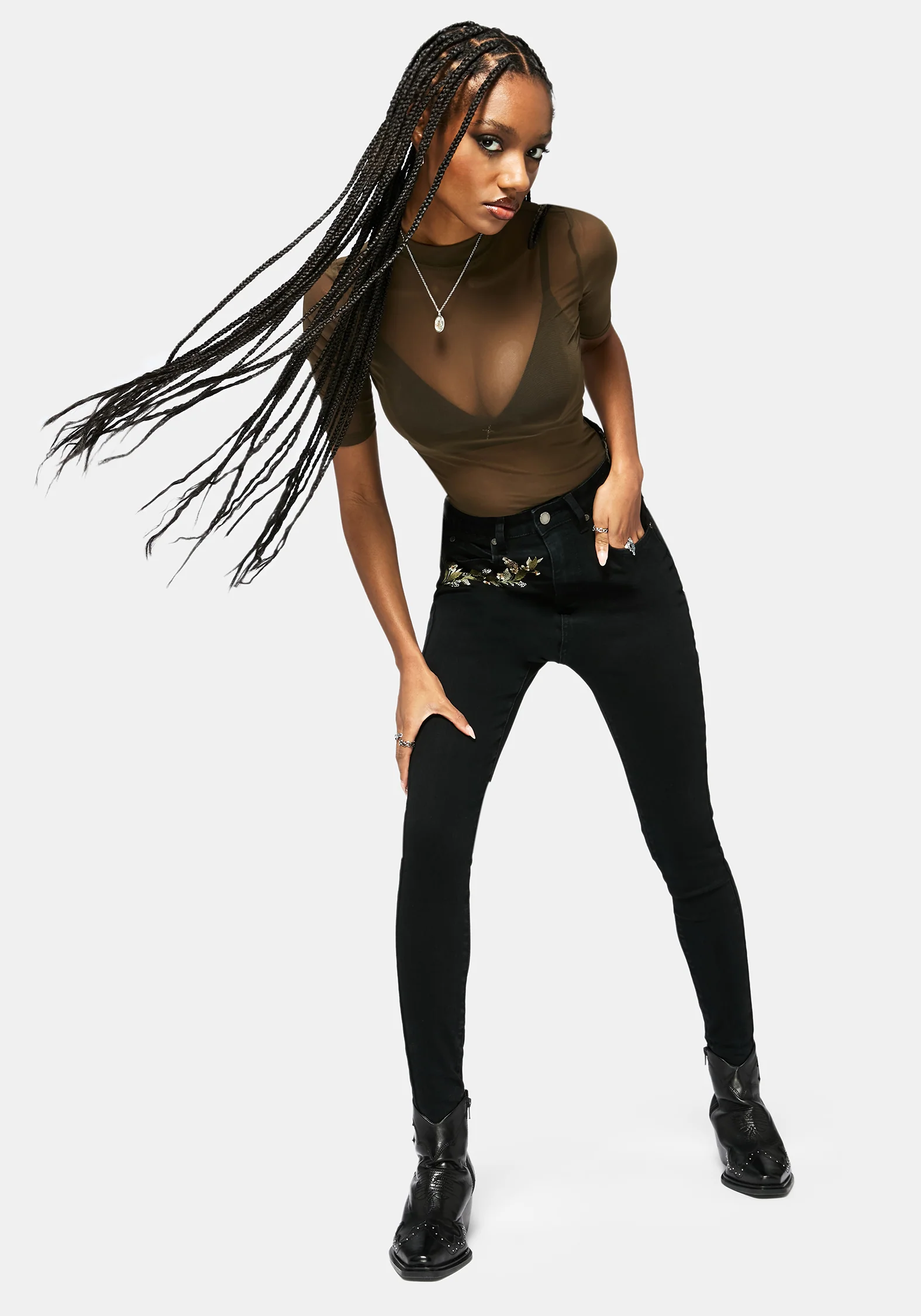 Abundance Embroidered Denim Skinny Jean - Image 7