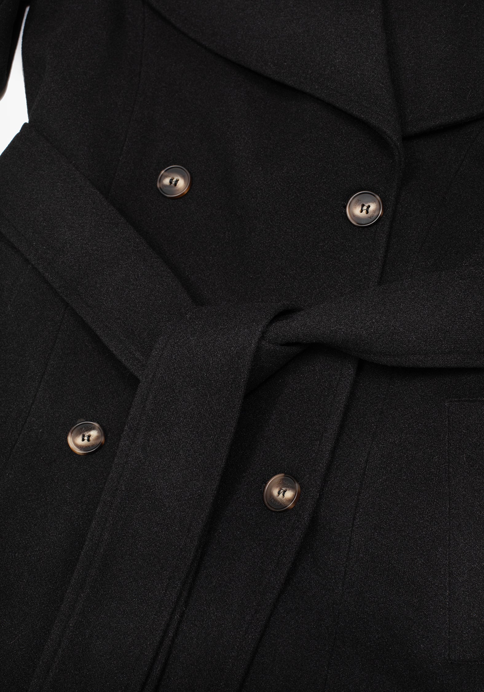 Abyss Tie Waist Double Breasted Coat With Snake Brooch - Black - Image 10