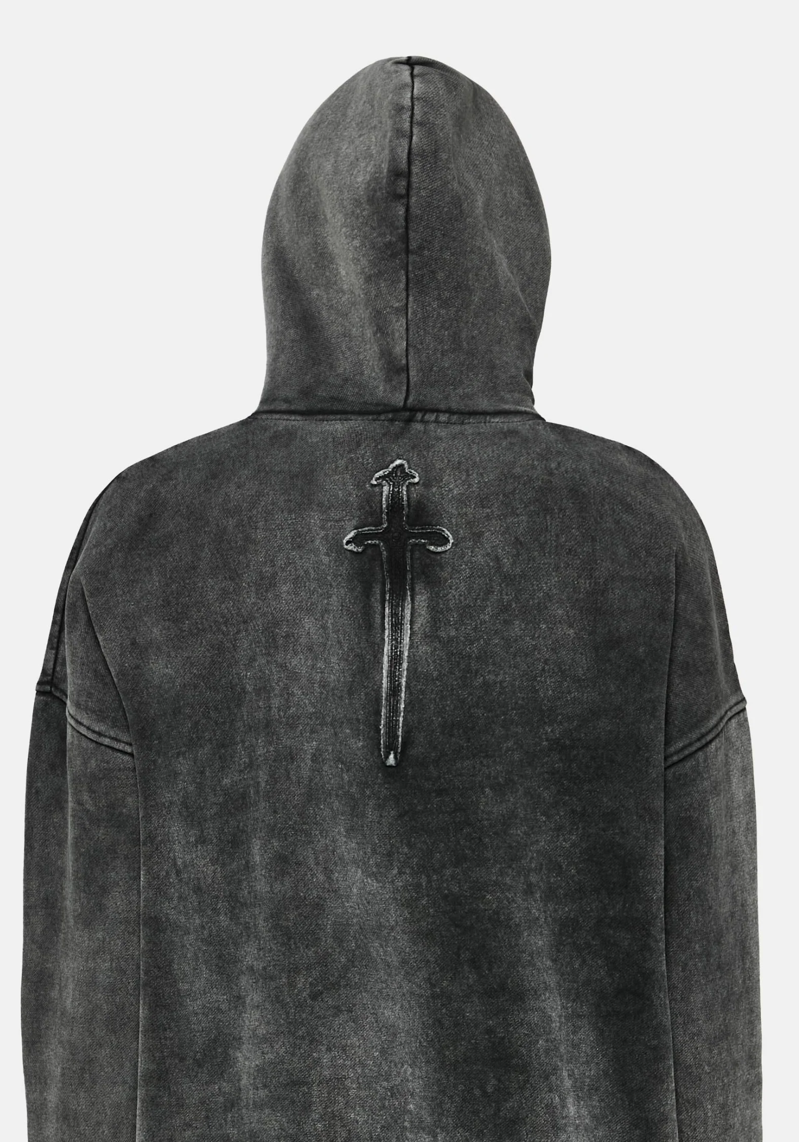 Aelin Sword Applique Hooded Sweater Dress - Black - Image 5
