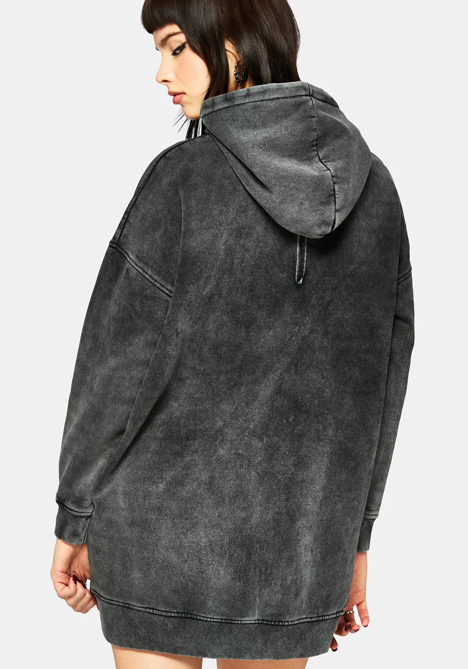 Aelin Sword Applique Hooded Sweater Dress - Black - Image 6