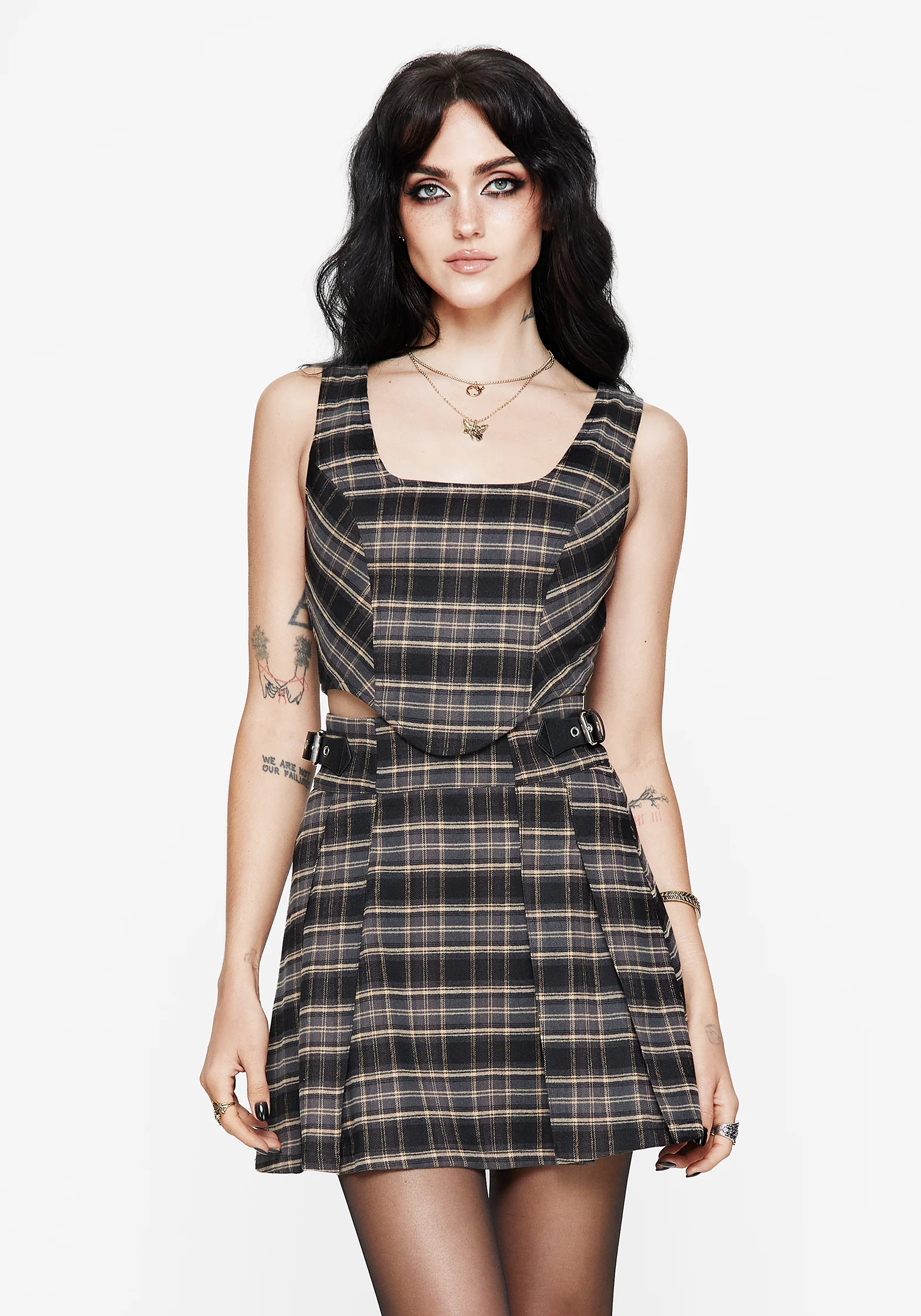 Aiden Check Buckle Detail Mini Skirt - Image 4