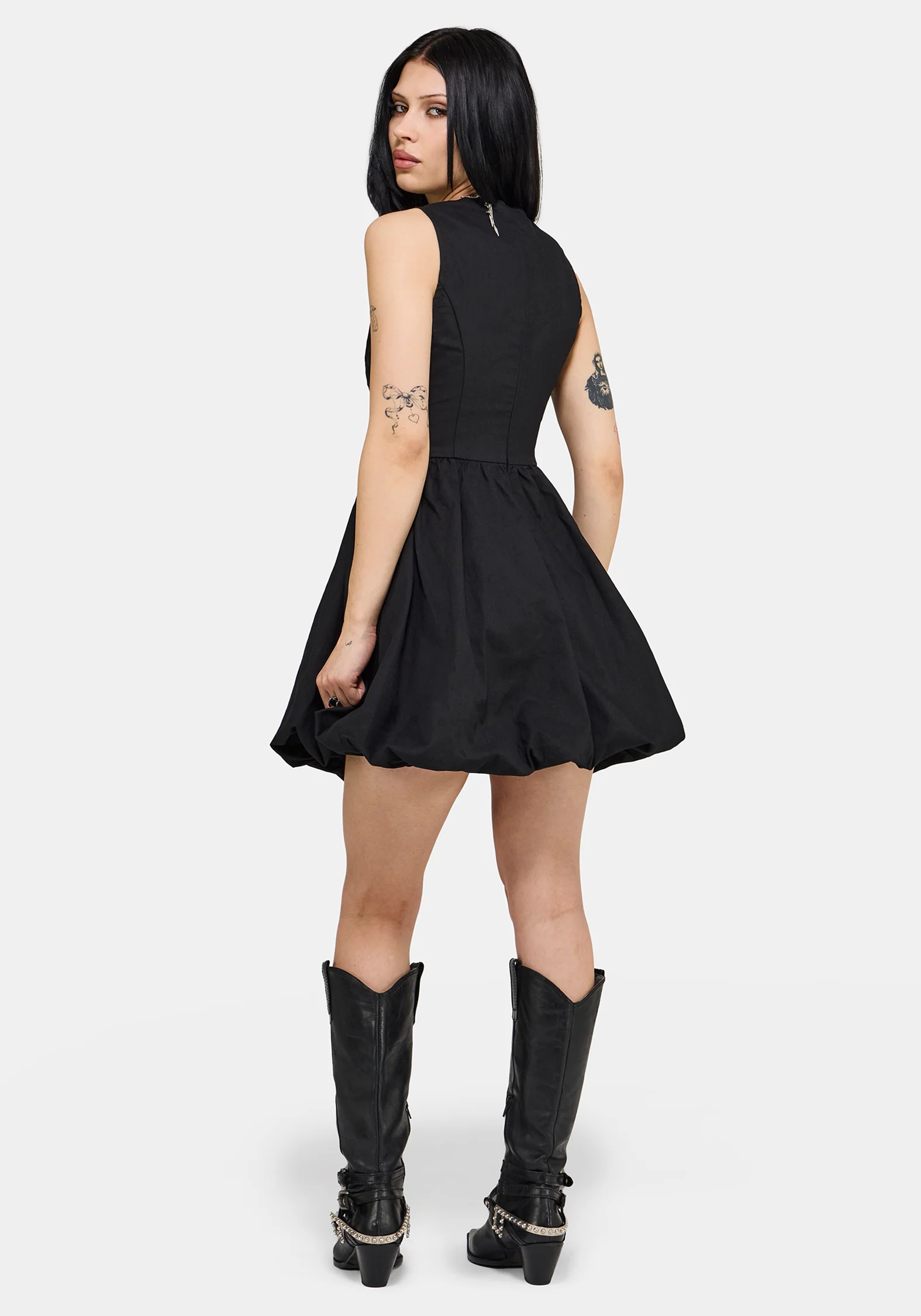Ailis Balloon Hem Embroidered Mini Dress - Image 4