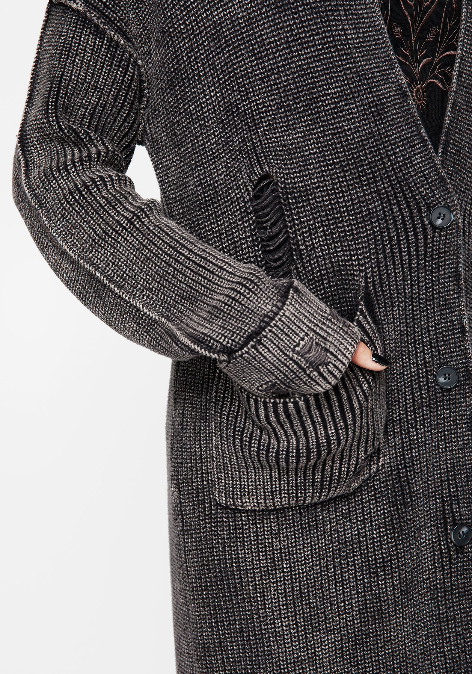 Allison Distressed Knit Longline Cardigan - Image 2