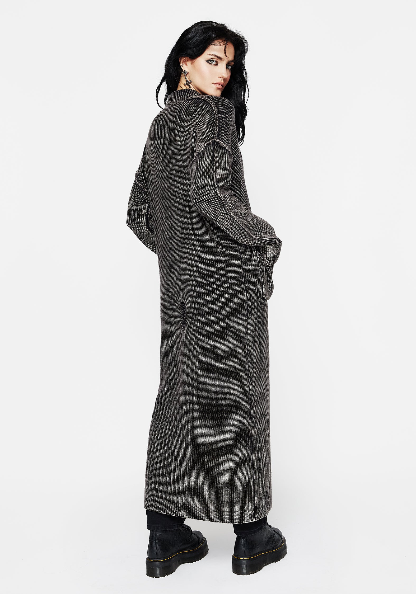 Allison Distressed Knit Longline Cardigan - Image 3