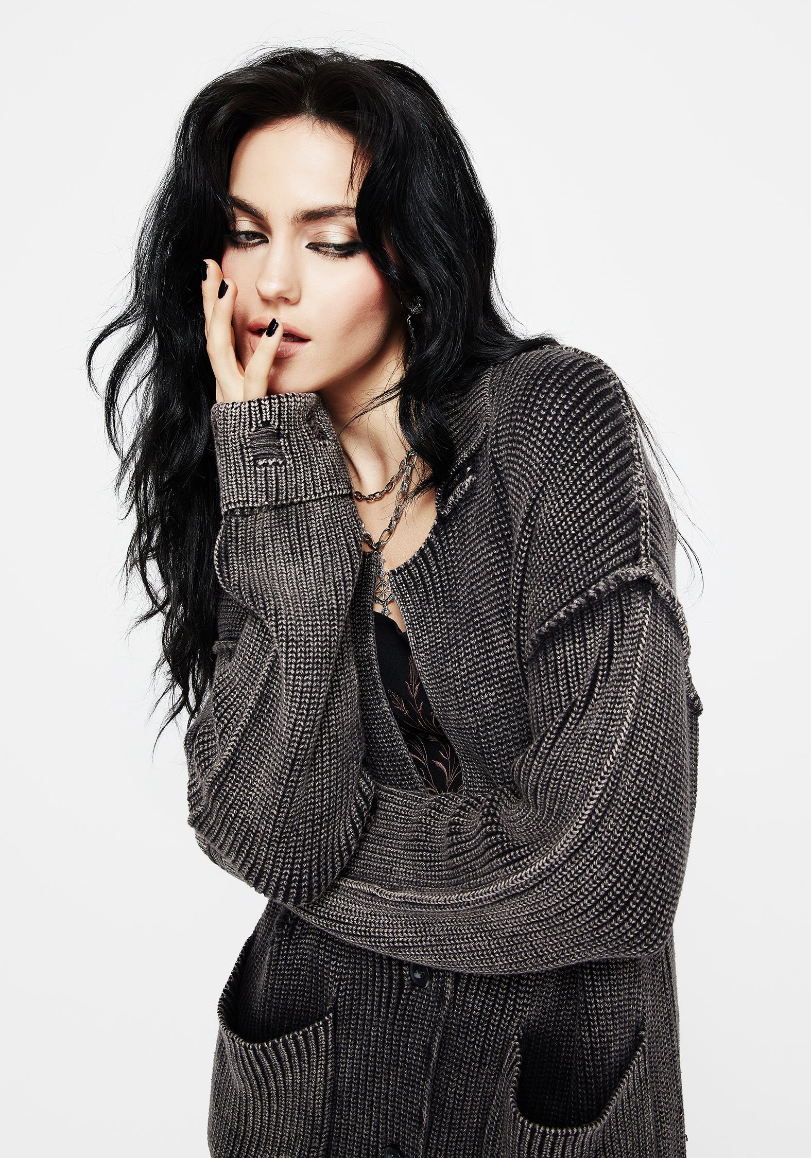 Allison Distressed Knit Longline Cardigan - Image 5