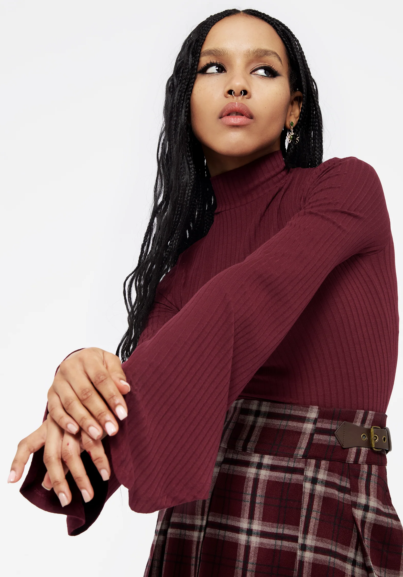 Amata Flared Sleeve Top - Red - Image 2