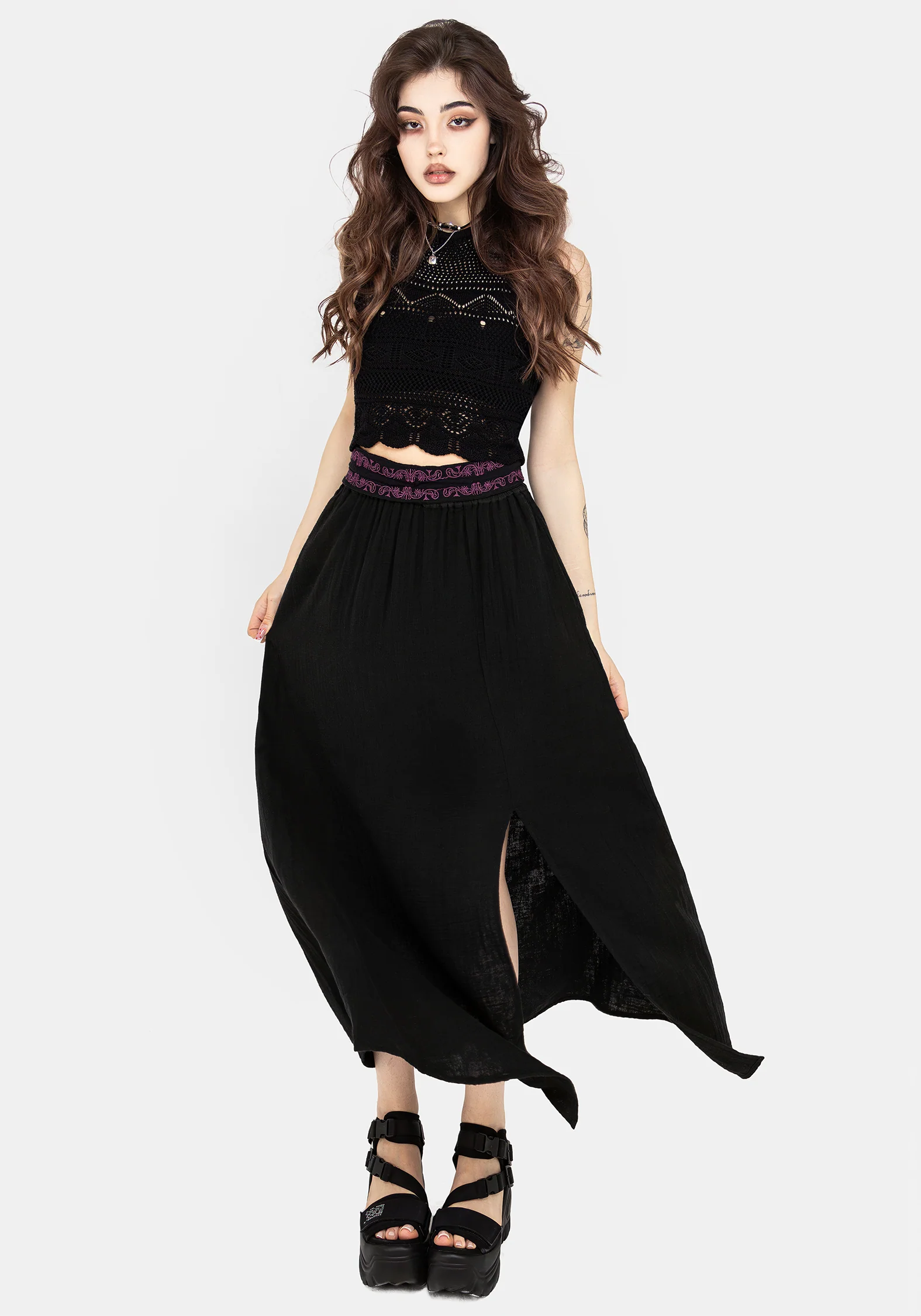 Amatorium Embroidered Cotton Maxi Skirt - Image 6