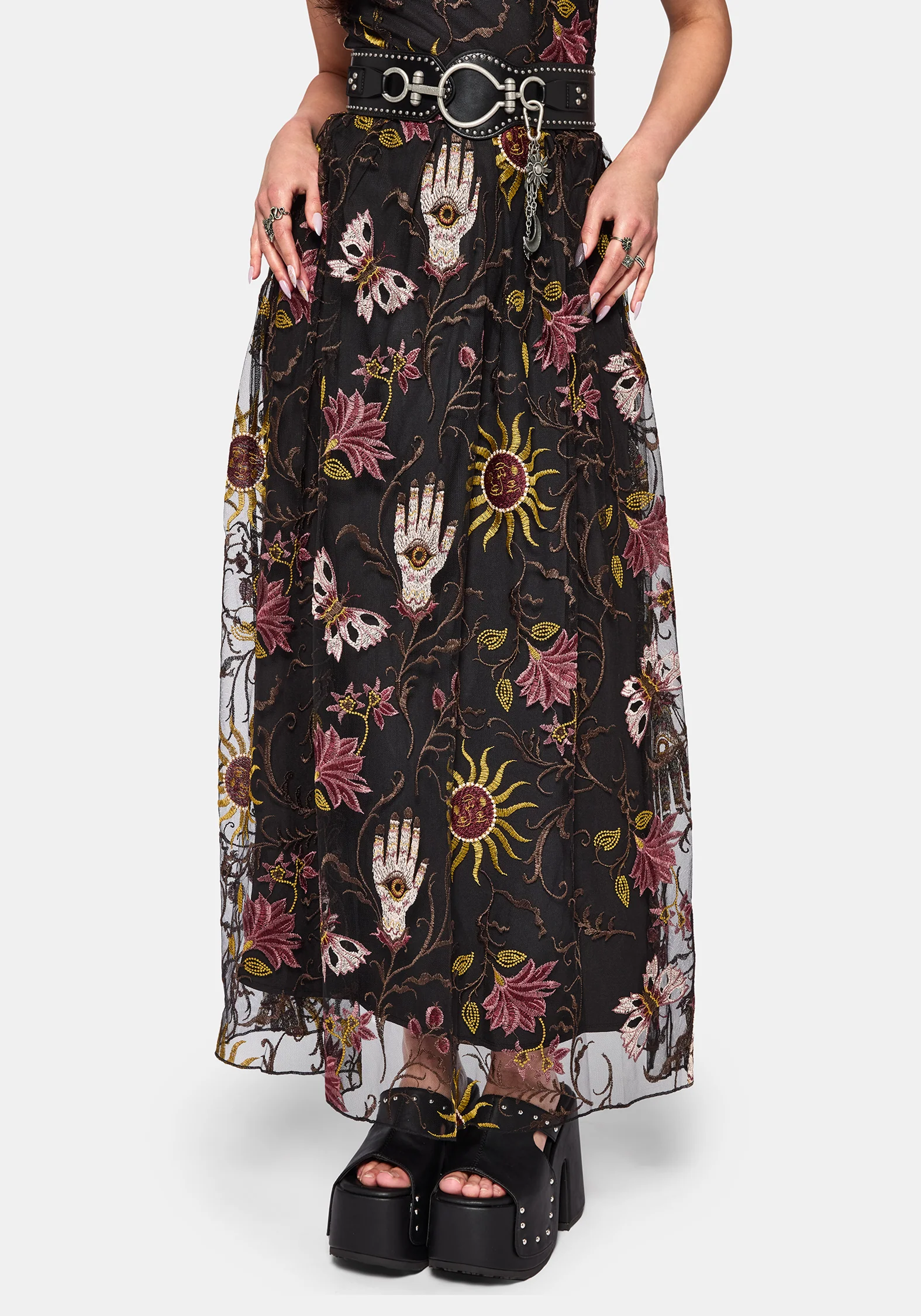 Angela Folk Embroidered Mesh Gown - Image 5