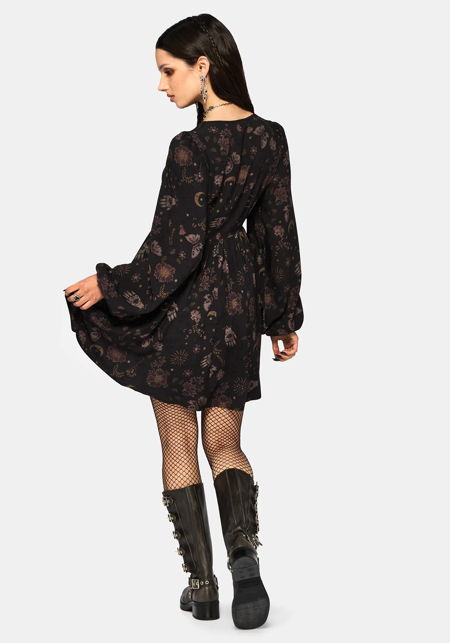 Angela Folk Print Button Down Smock Mini Dress - Image 3