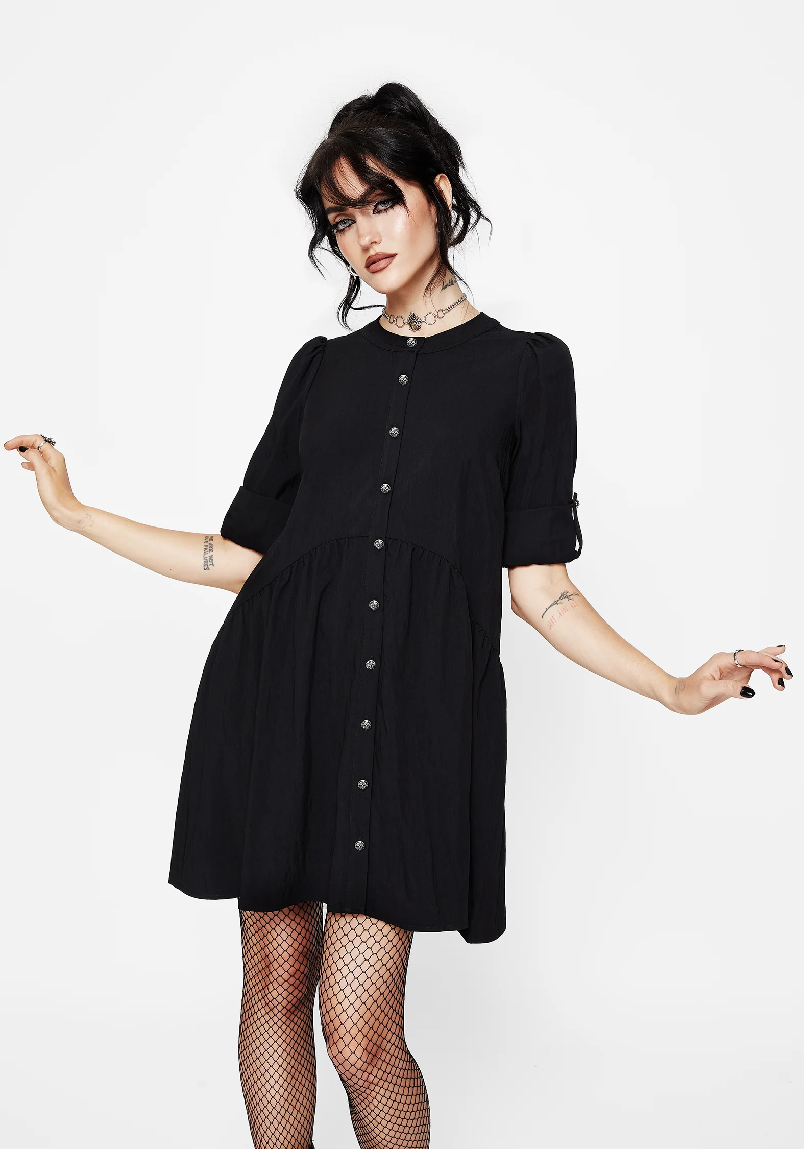 Arden Button Down Mini Smock Dress - Image 4
