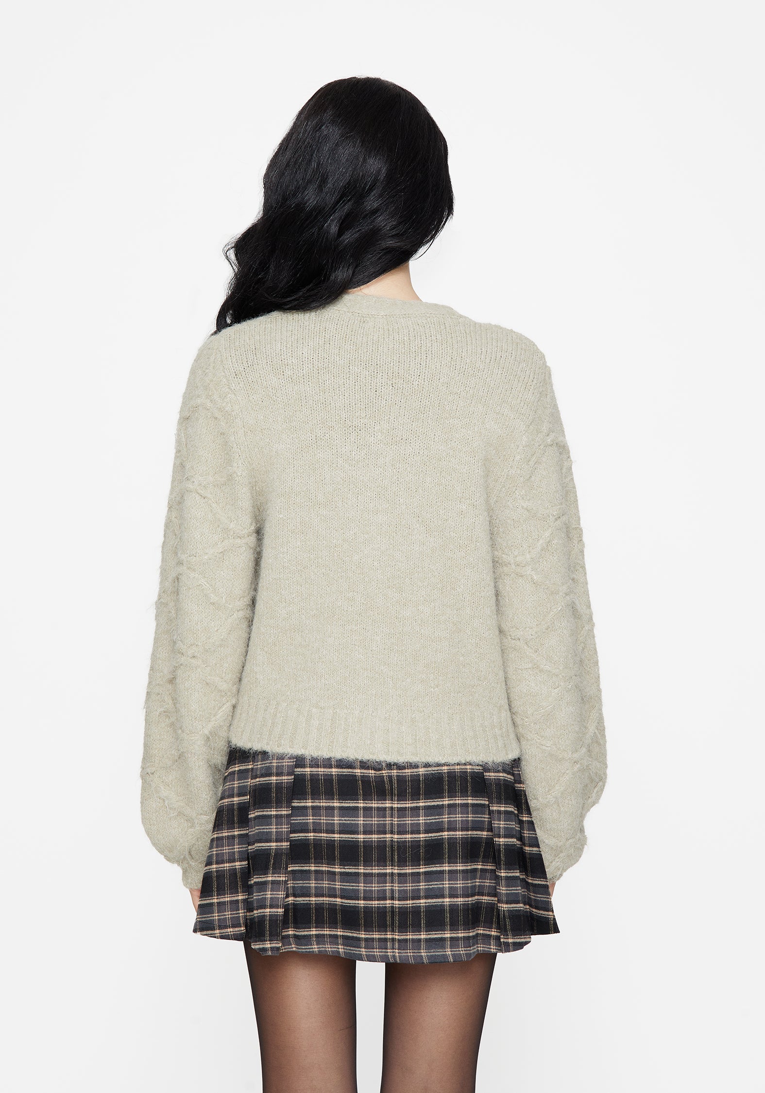 Artha Fluffy Cable Knit Cardigan - Image 3