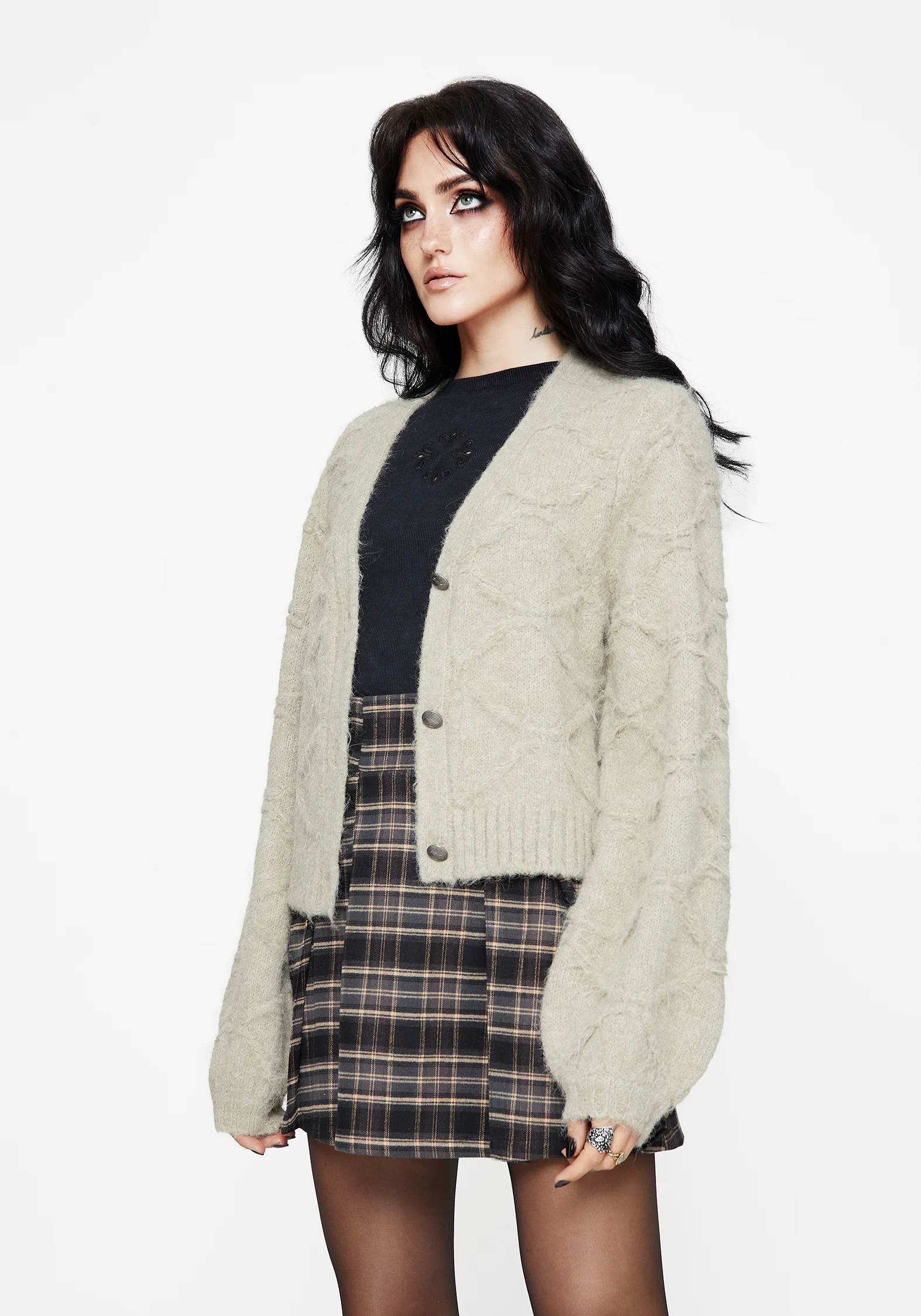 Artha Fluffy Cable Knit Cardigan - Image 4