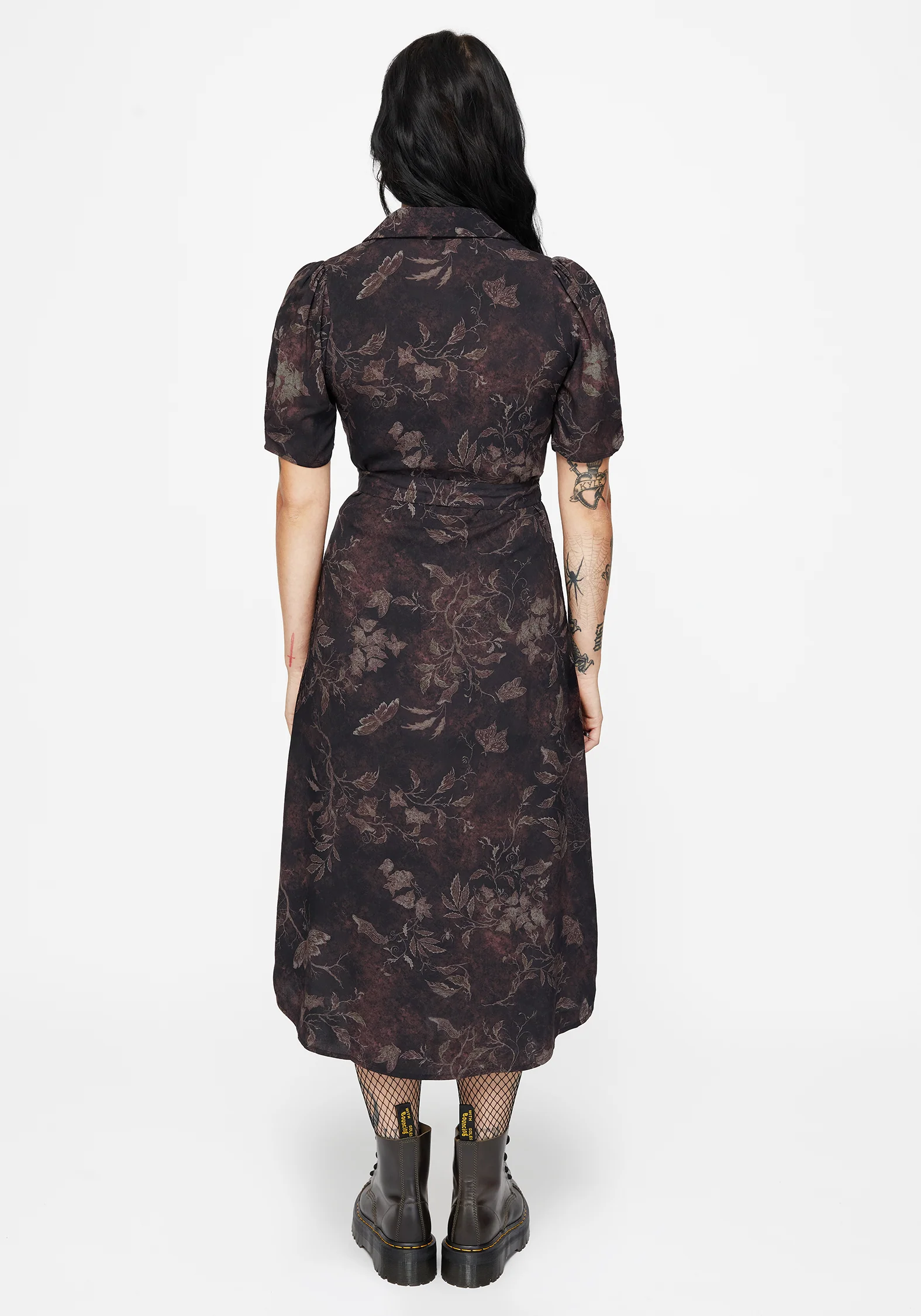 Ashmire Woodland Moth Print Midi Belted Shirt Dress - Image 3