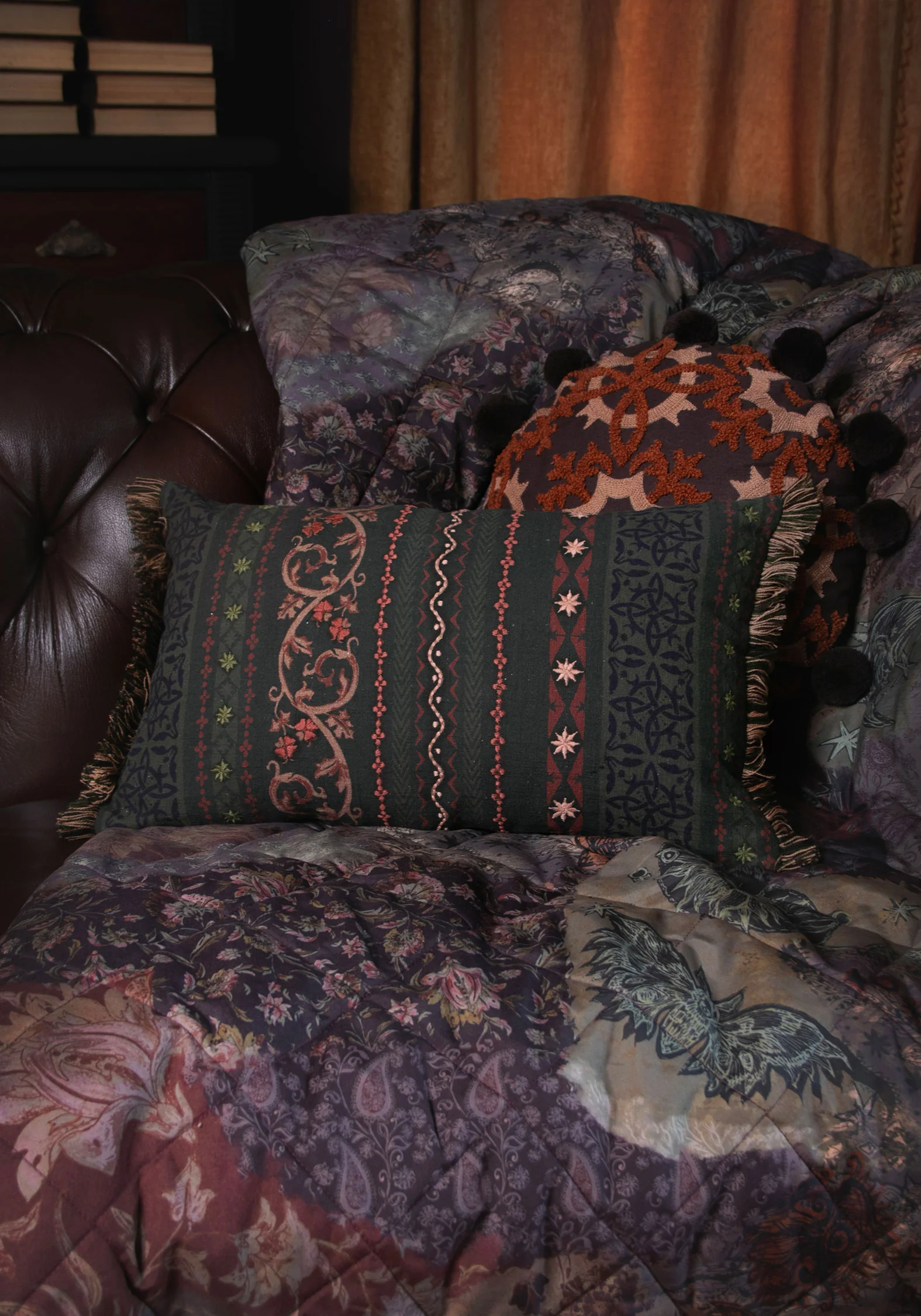 Ashwyn Witches Tile Rectangle Tassel Cushion - Image 2