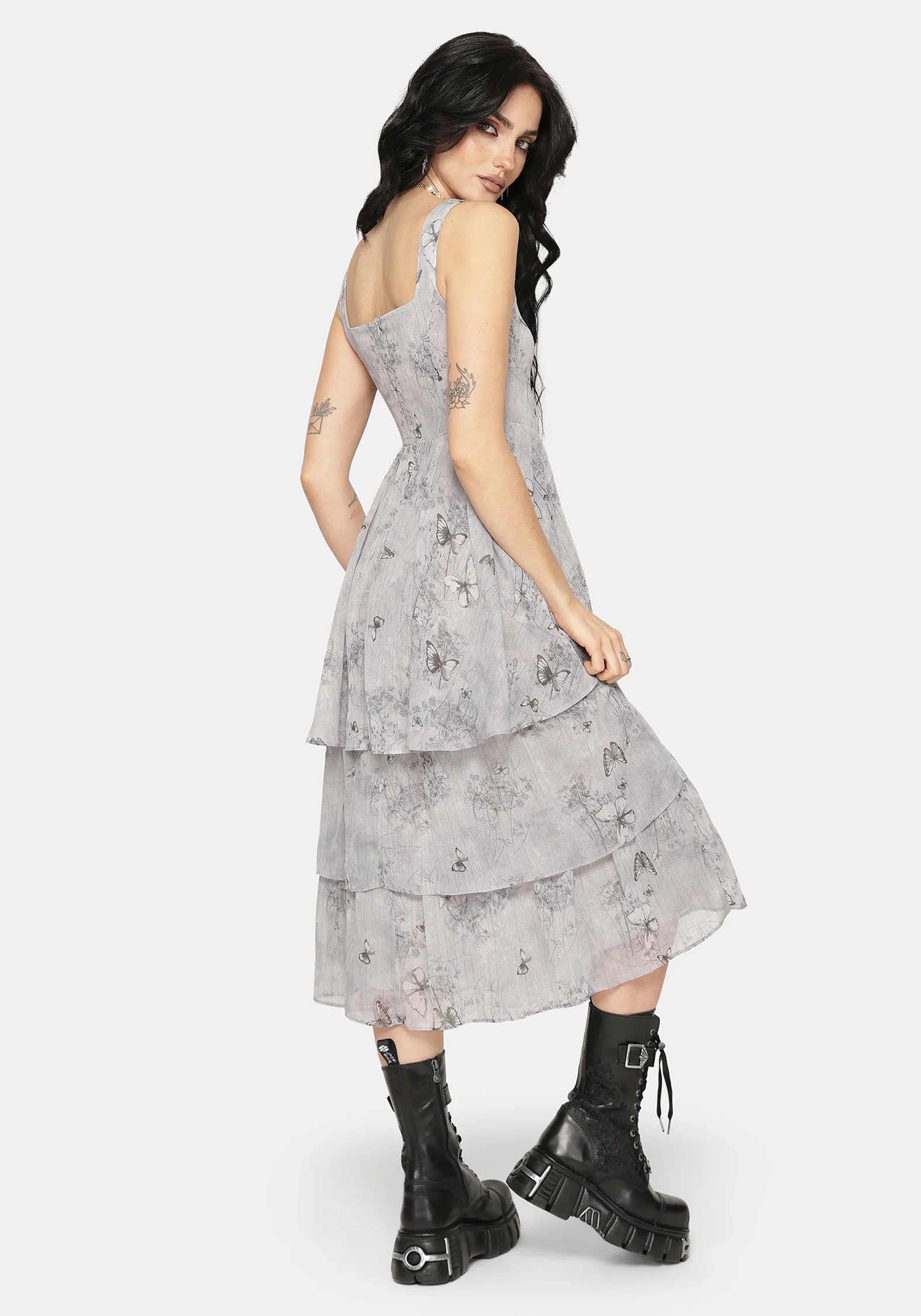 Aureline Butterfly Tiered Midi Dress - Image 3