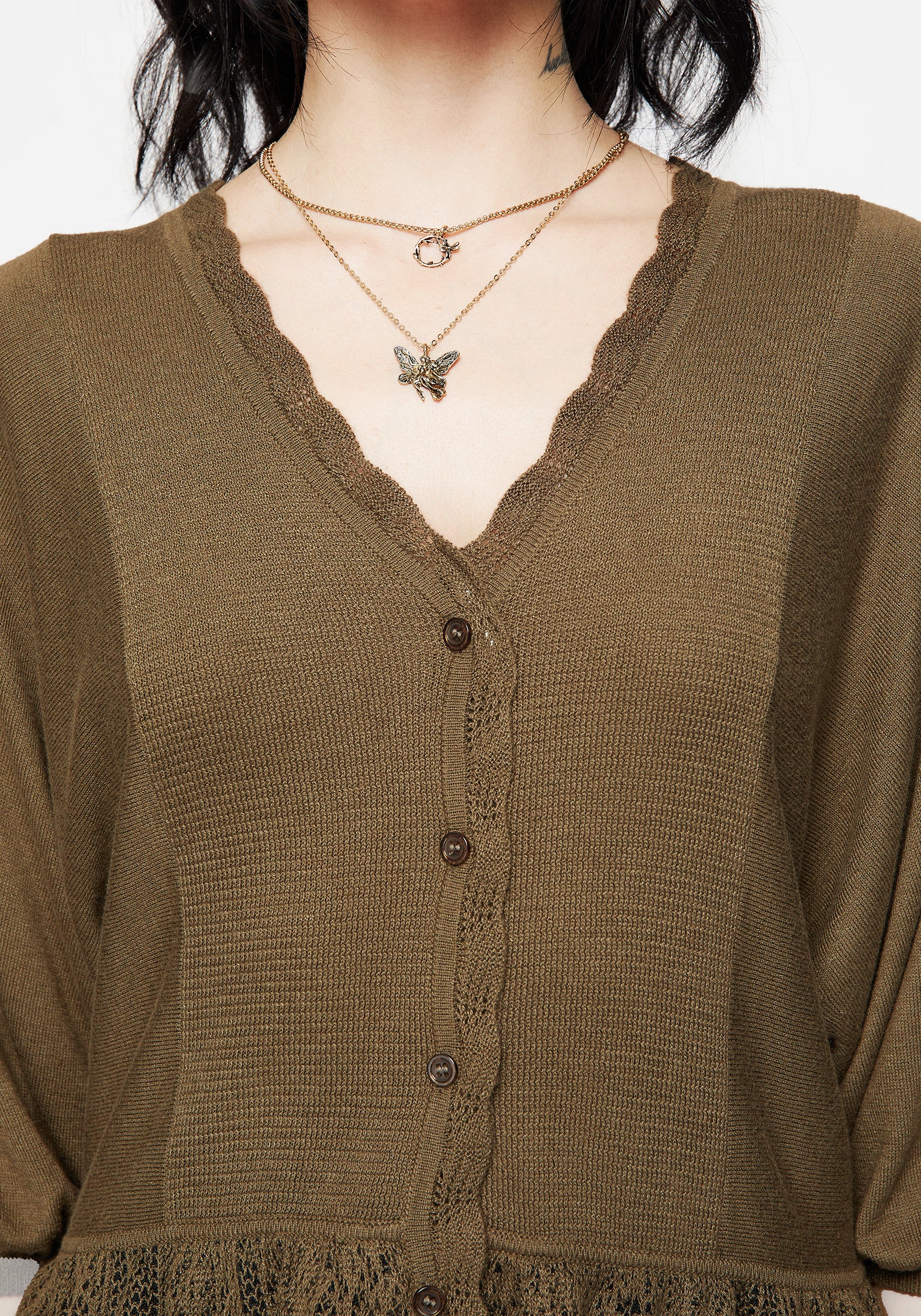 Avalon Puff Sleeve Button Up Knit Blouse - Image 2