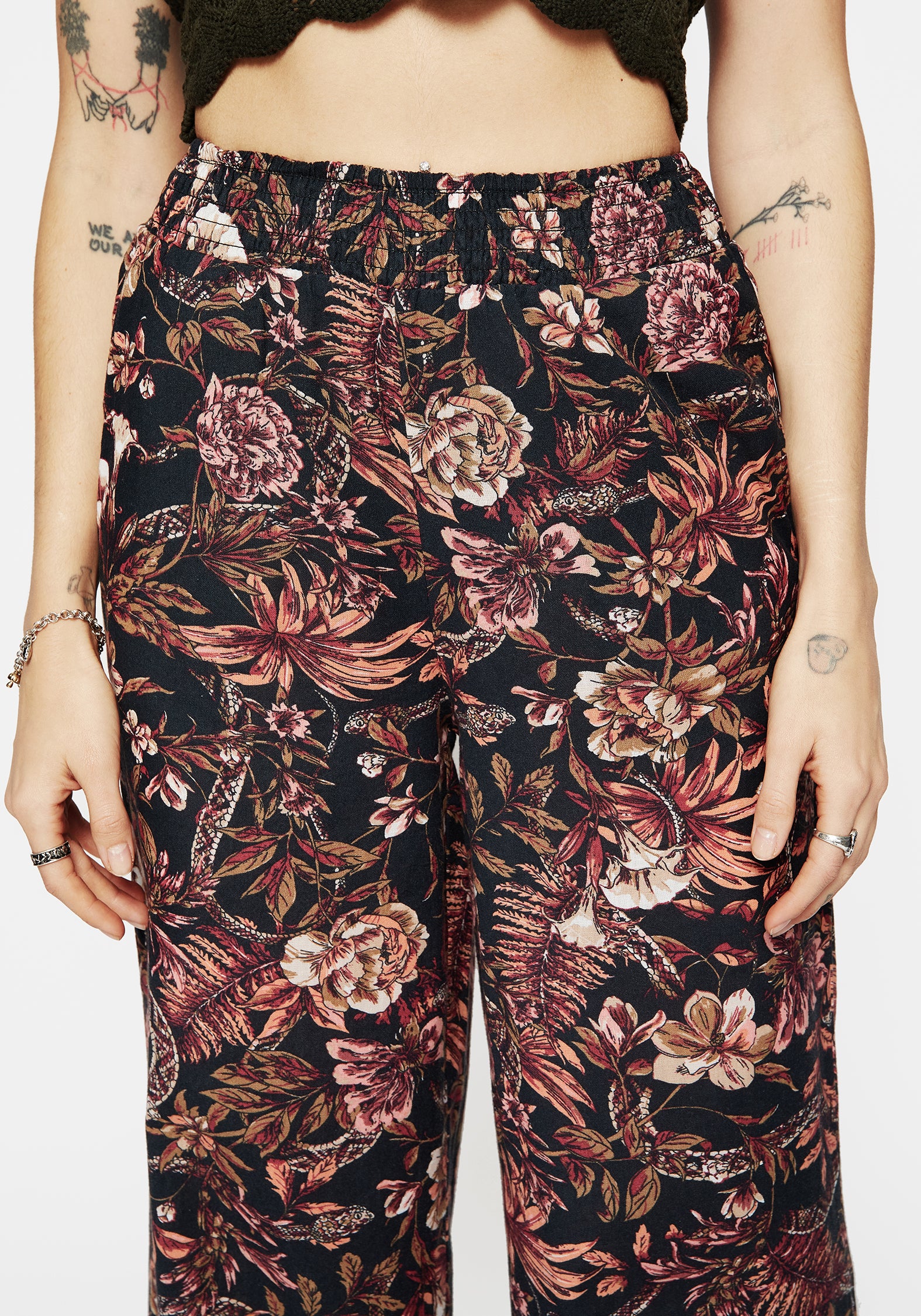 Bashe Cotton Floral Snake Print Wide Leg Trousers - Image 2