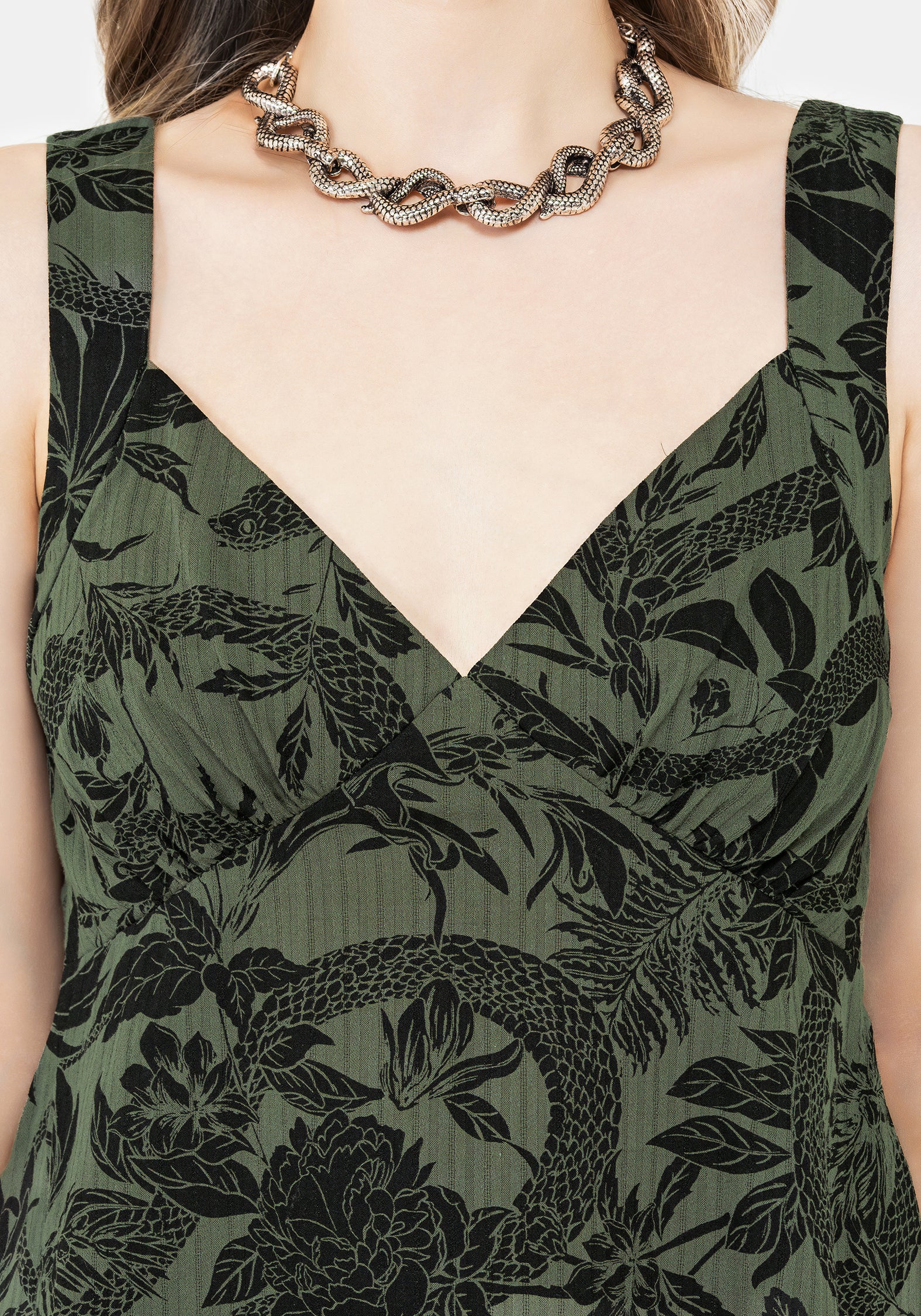 Bashe Cotton Mini Sun Dress - Green - Image 2