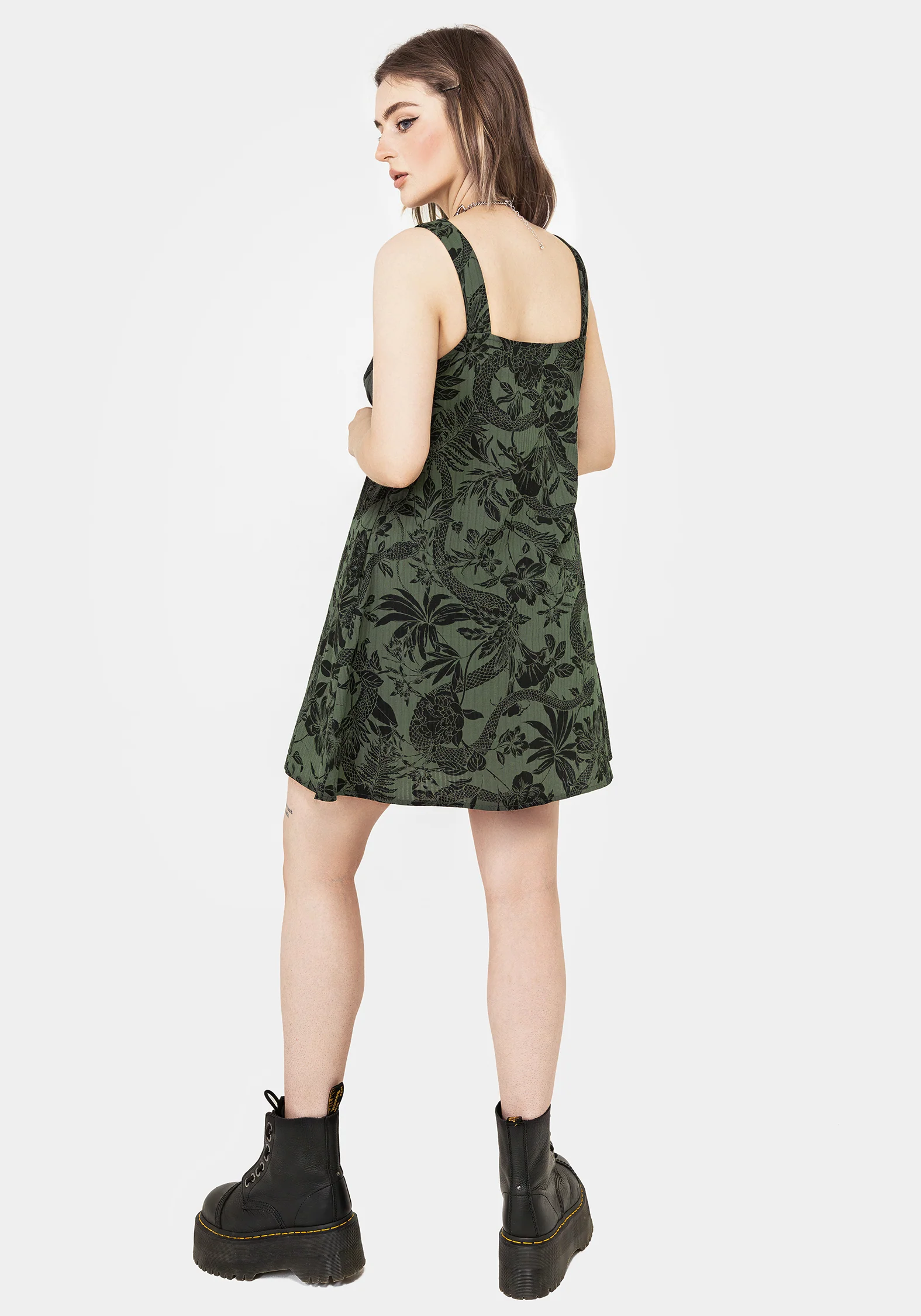 Bashe Cotton Mini Sun Dress - Green - Image 3