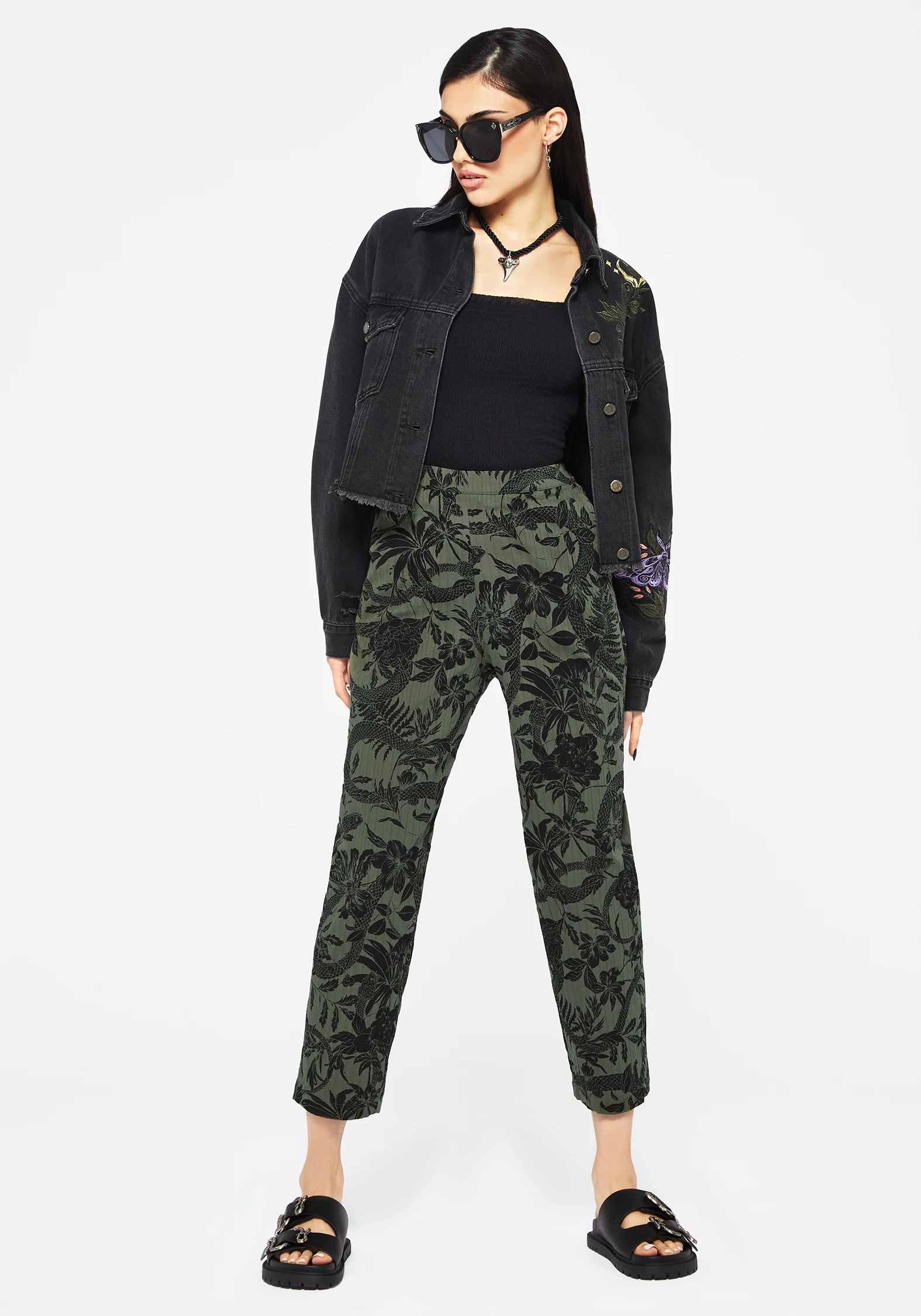 Bashe Cotton Soft Tapered Trousers - Green - Image 5