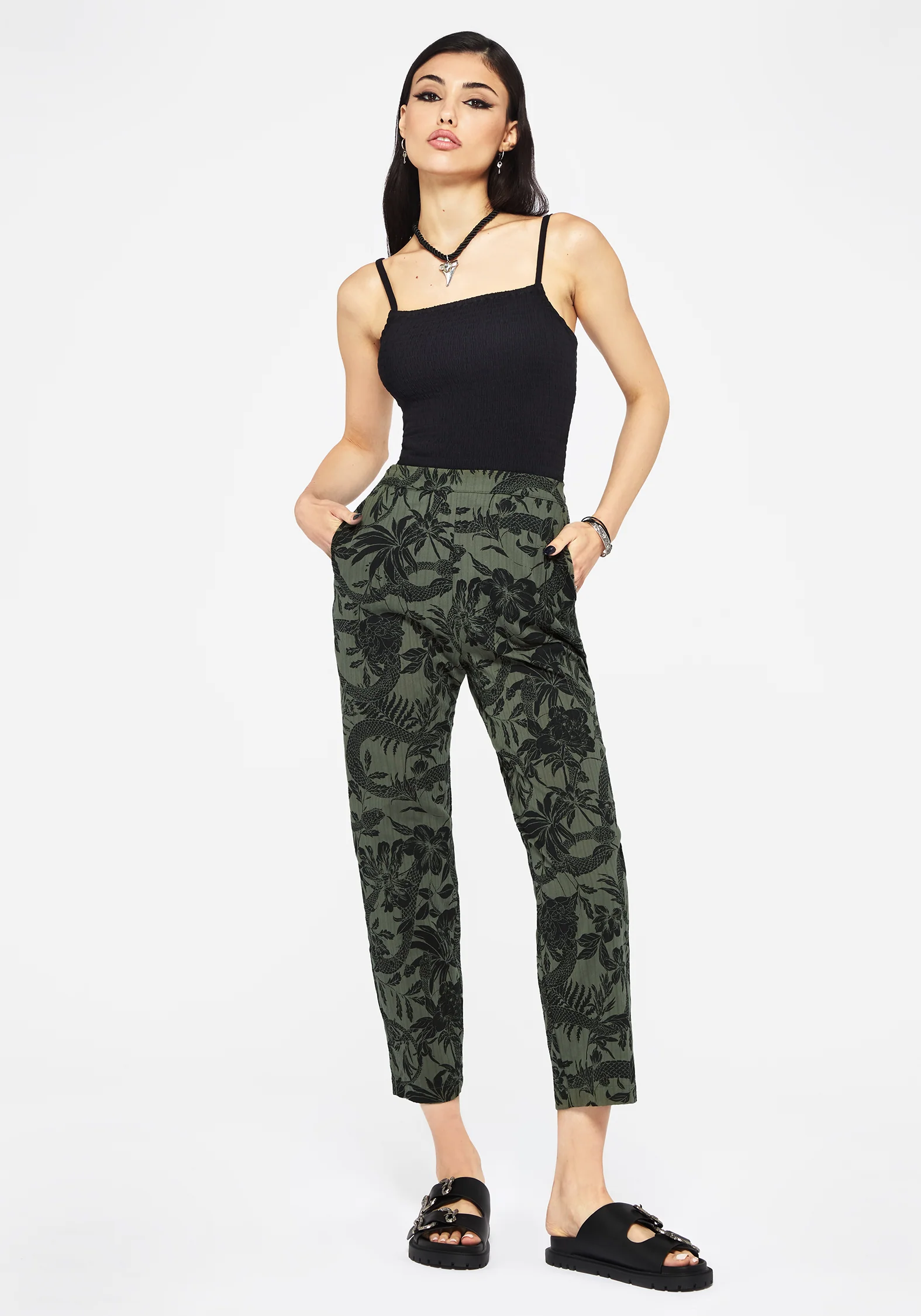 Bashe Cotton Soft Tapered Trousers - Green - Image 6