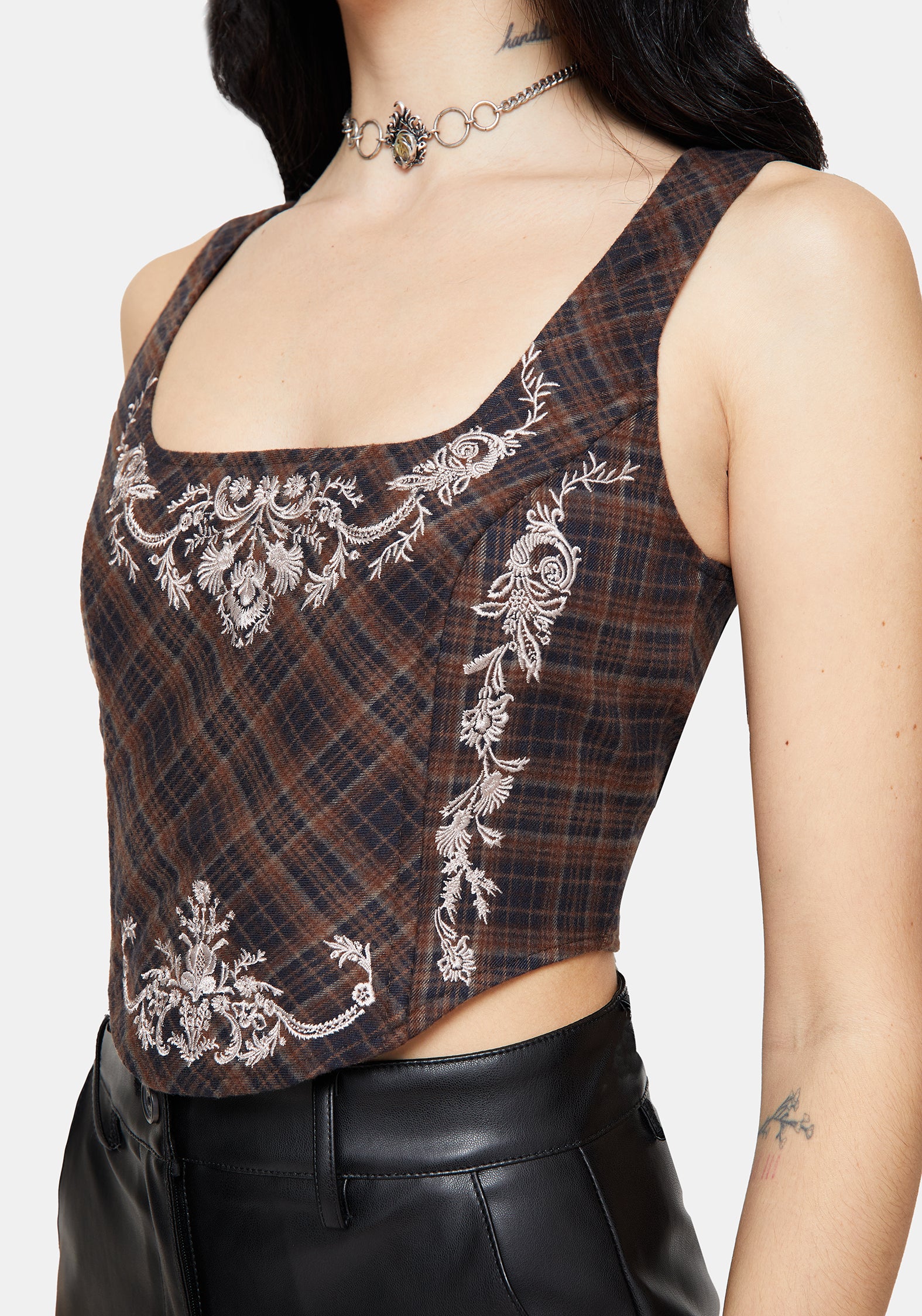 Bladeborn Check Embroidered Corset Top - Image 2