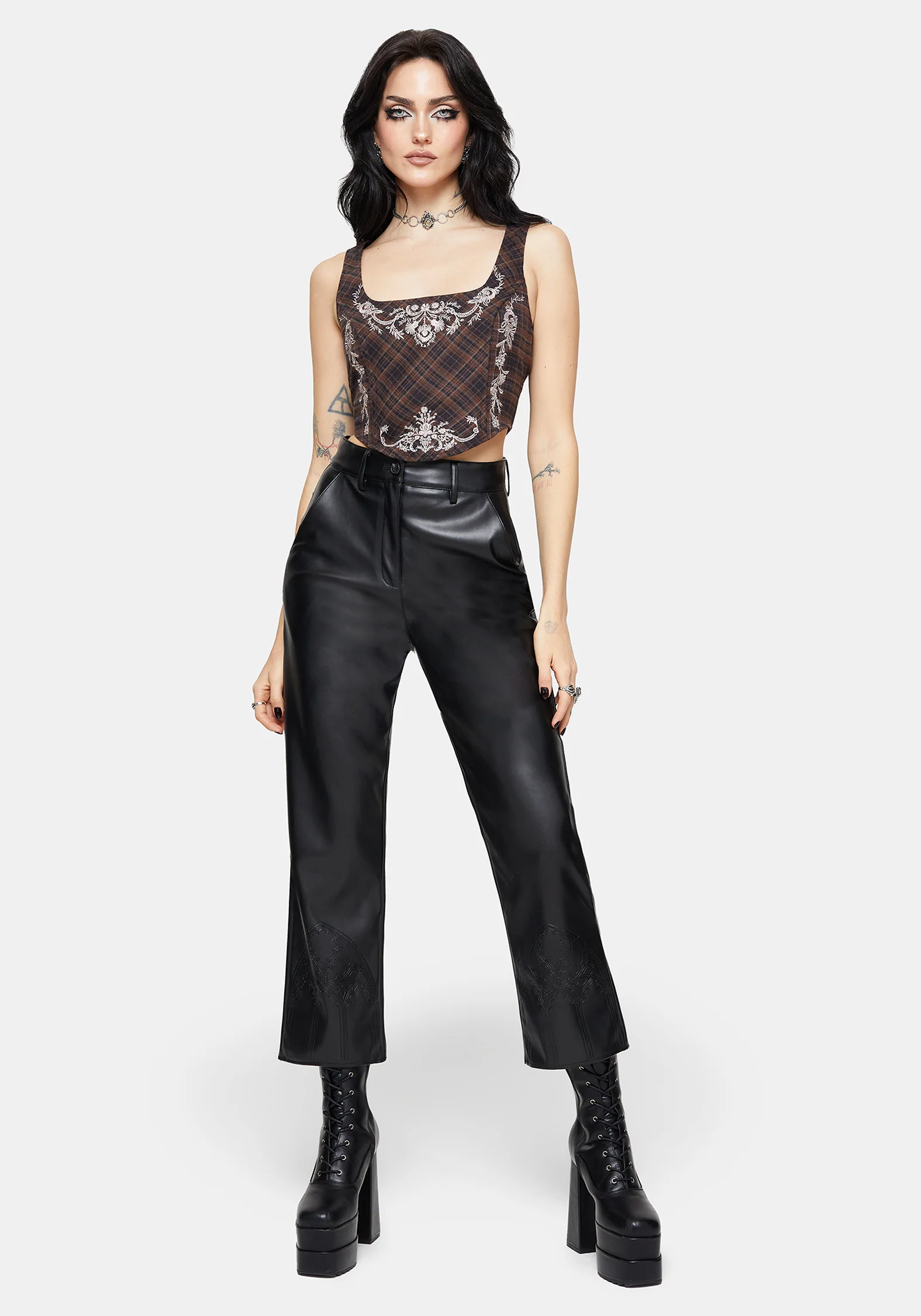 Bladeborn Check Embroidered Corset Top - Image 5