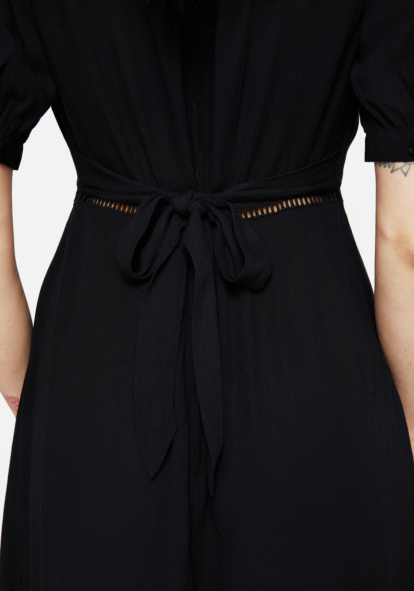 Blessing Puff Sleeve Tie Back Midi Dress - Image 6