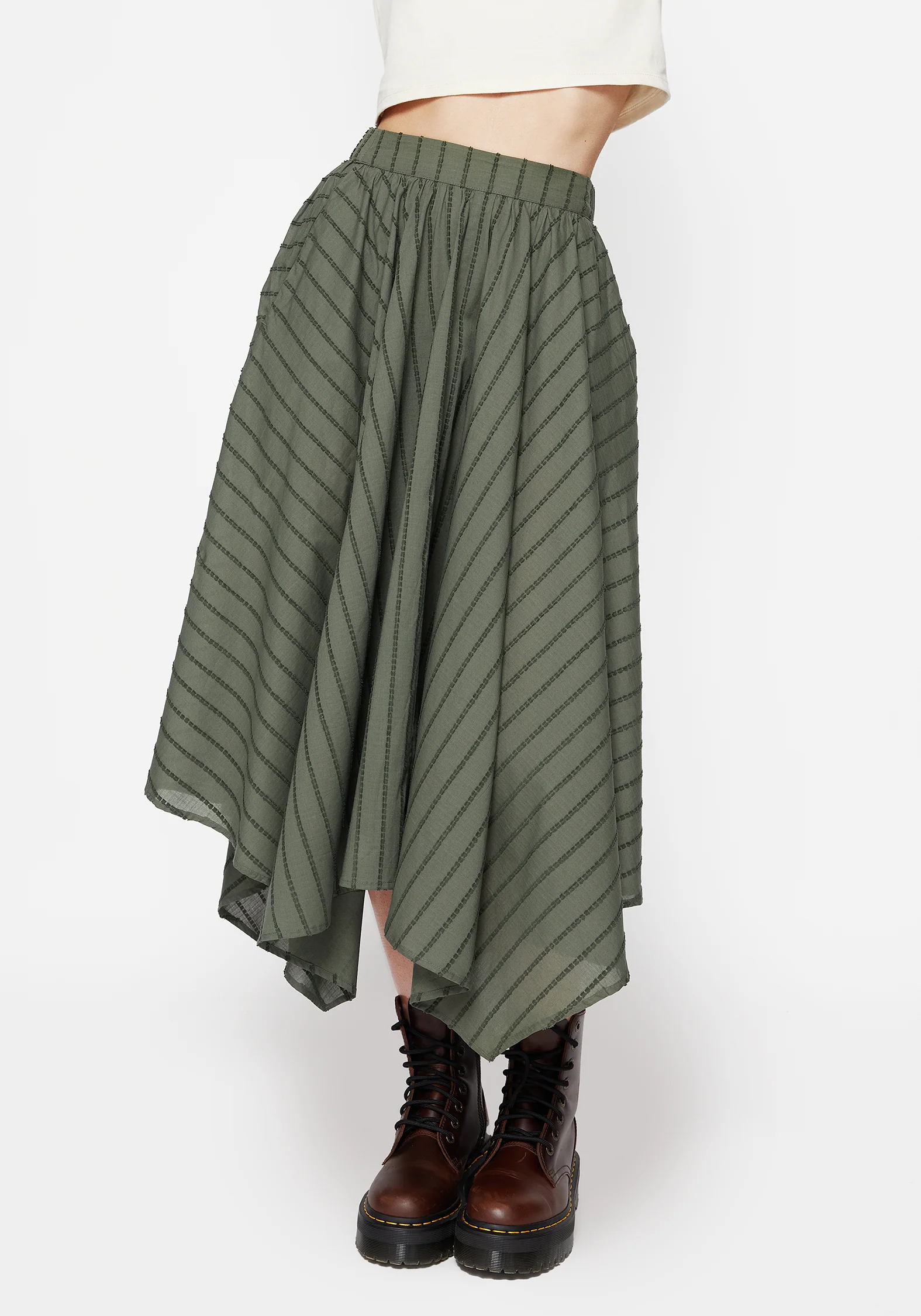 Blythe Cotton Handkerchief Hem Midaxi Skirt - Green - Image 4