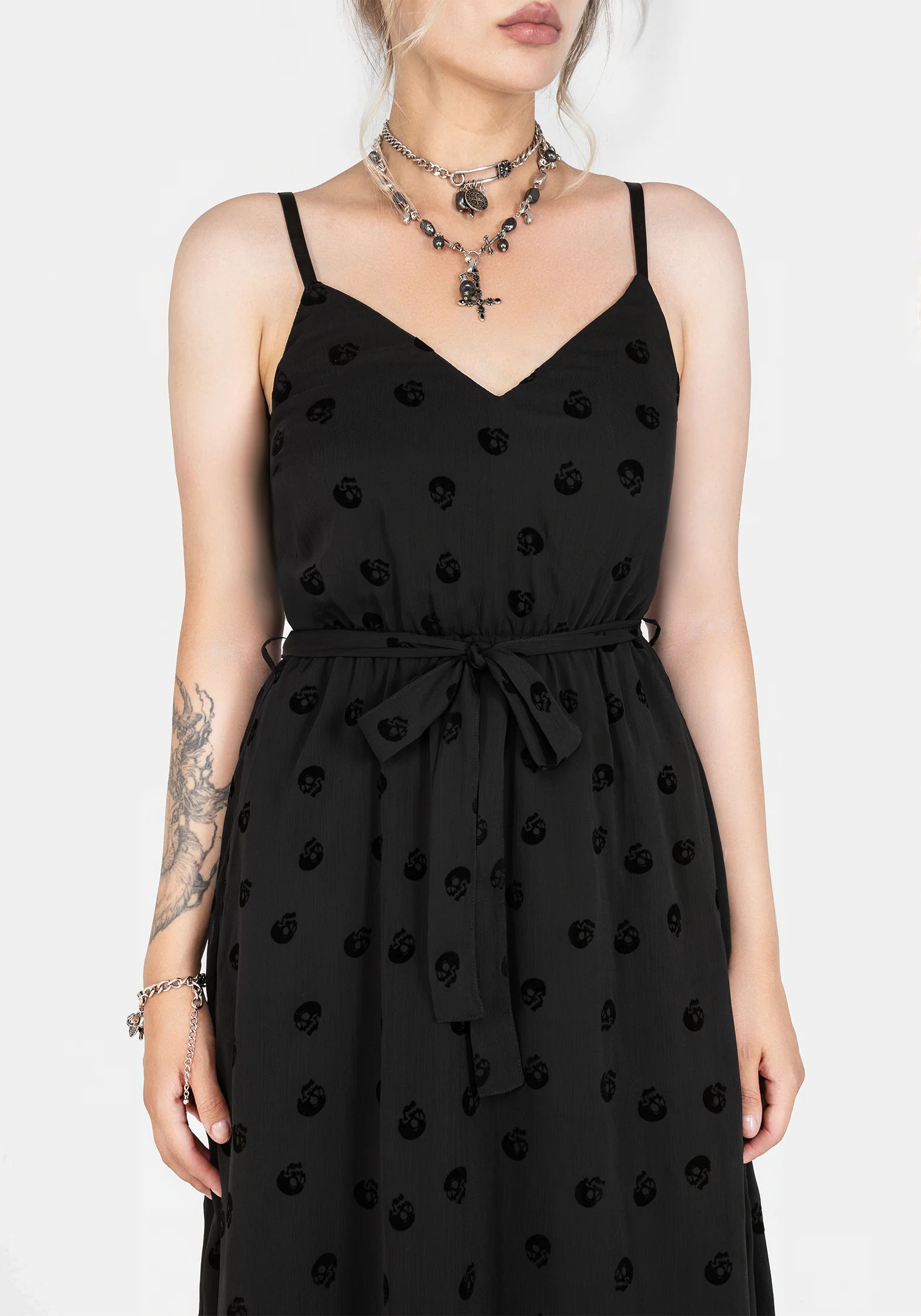 Bones Flocked Chiffon Maxi Cami Dress - Image 7