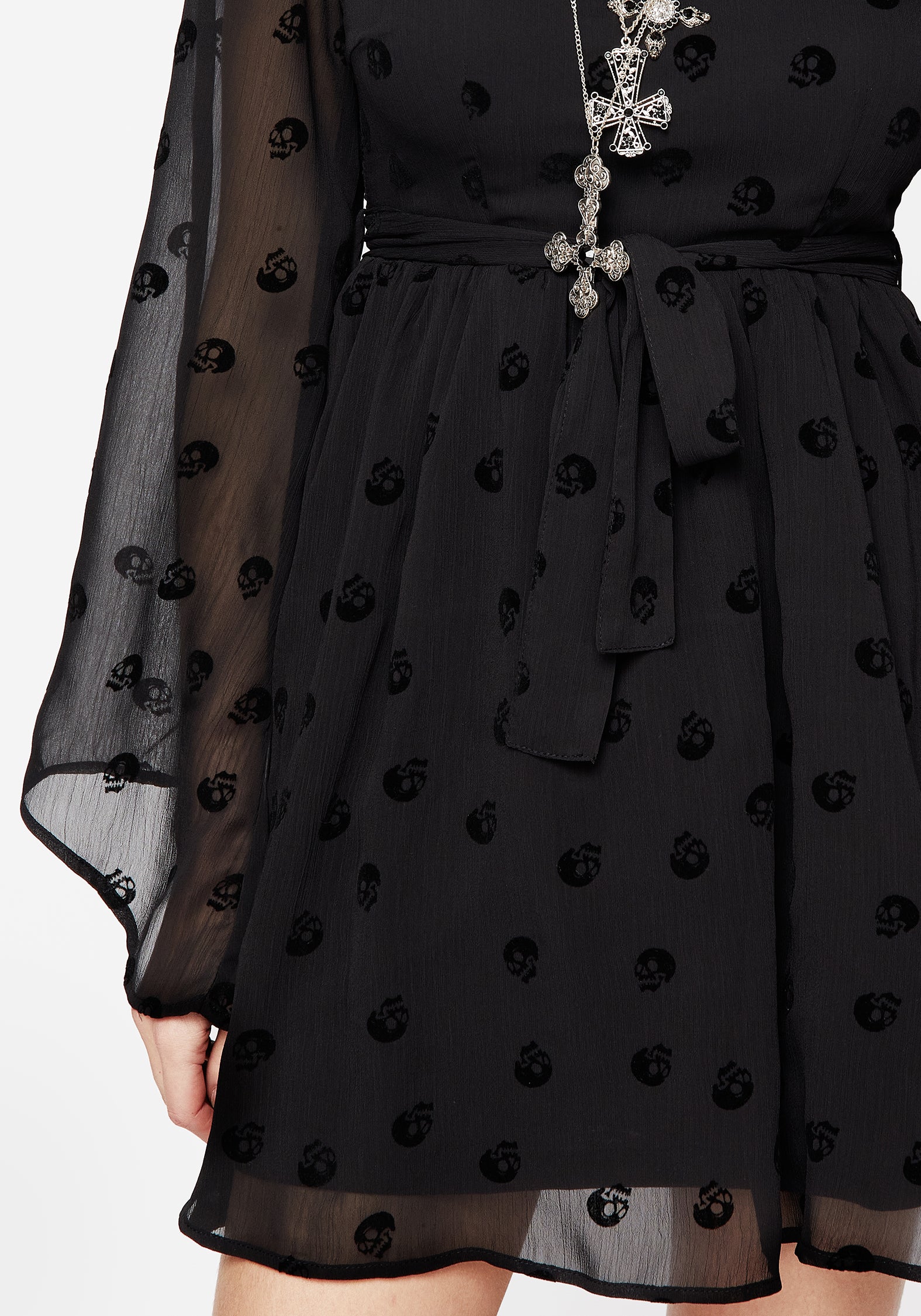Bones Flocked Chiffon Mini Dress - Image 6