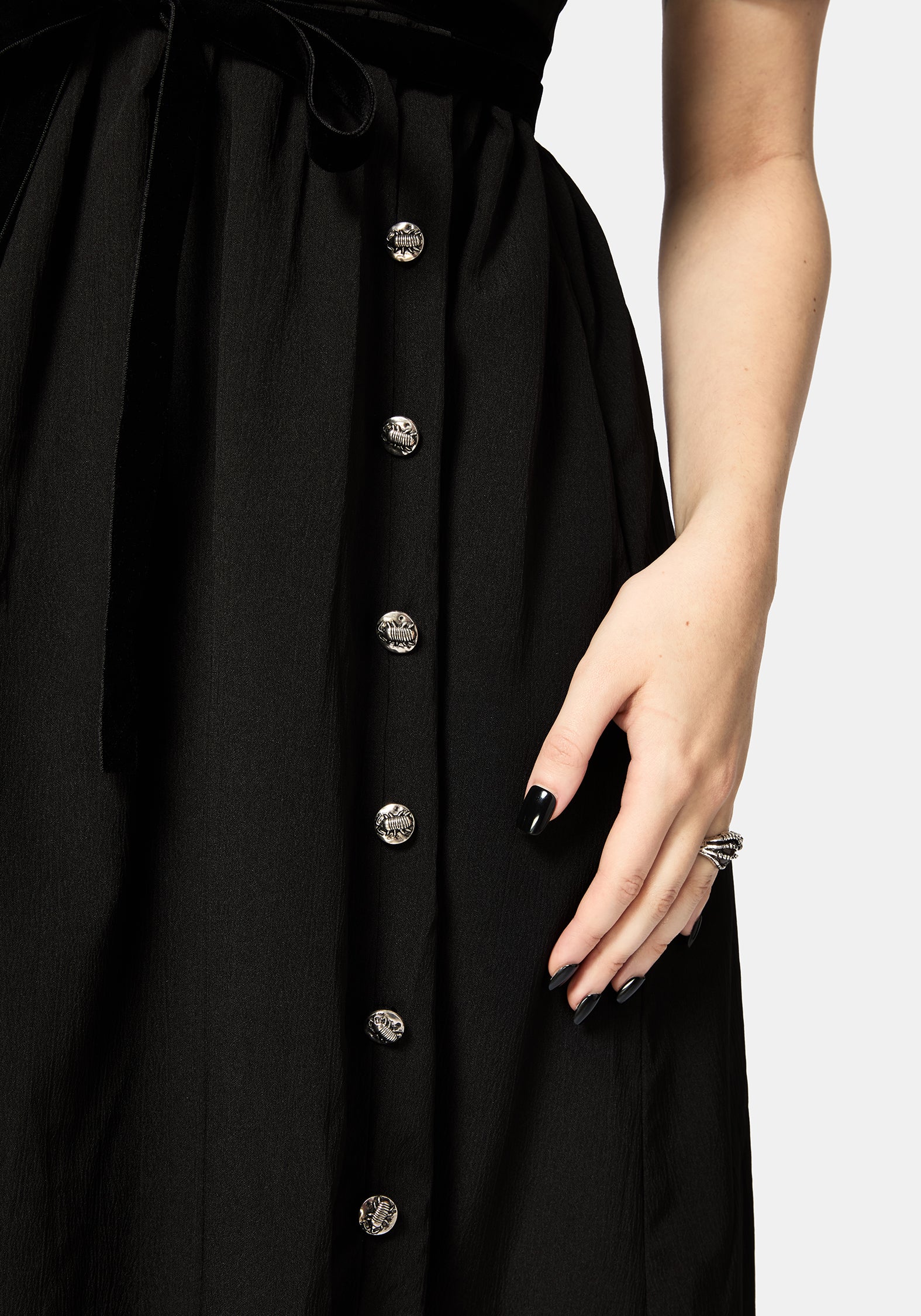 Brae Wrap Puff Sleeve Centipede Button Midaxi Dress - Image 6