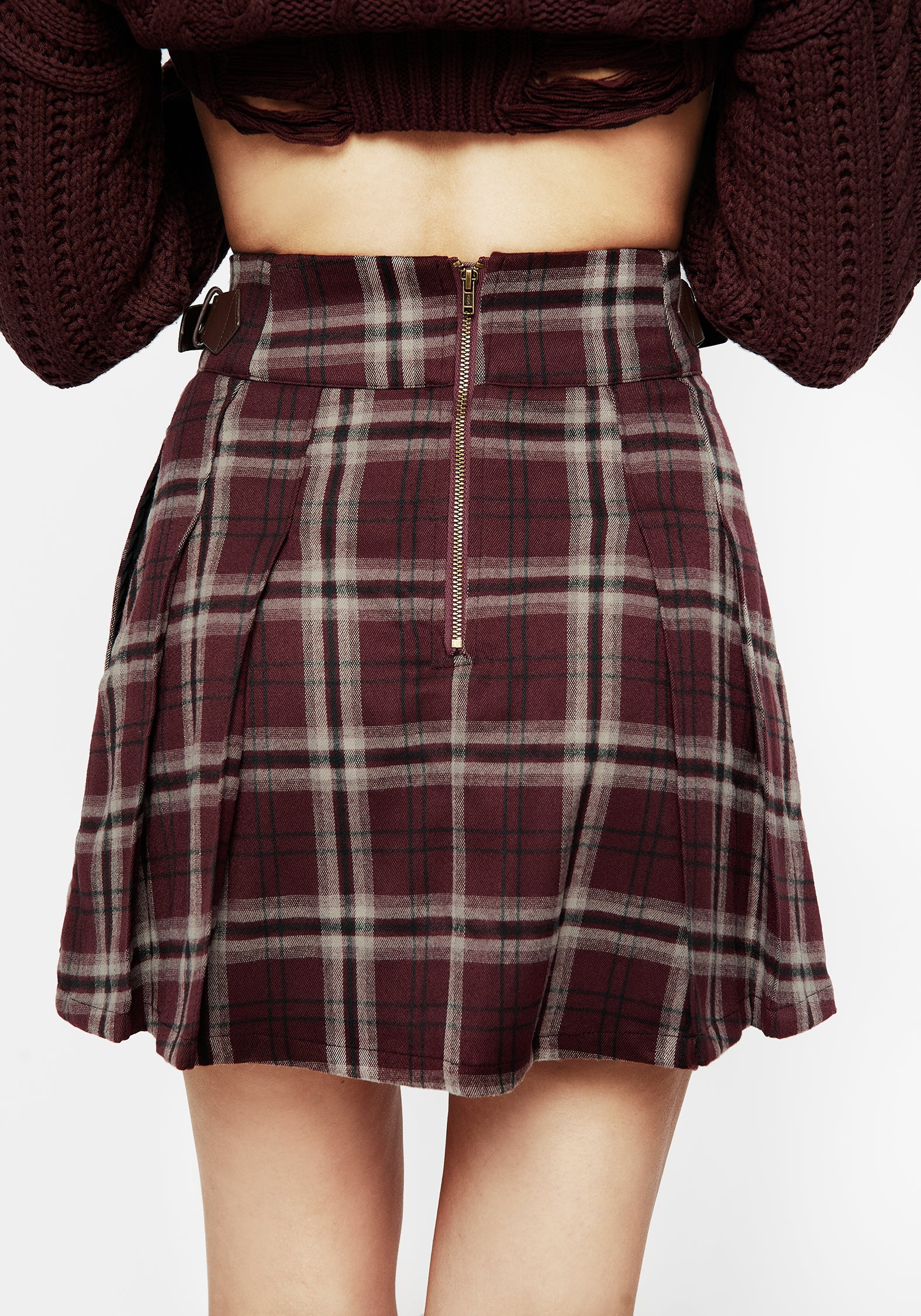 Bramble Check Pleated Mini Skirt - Image 7