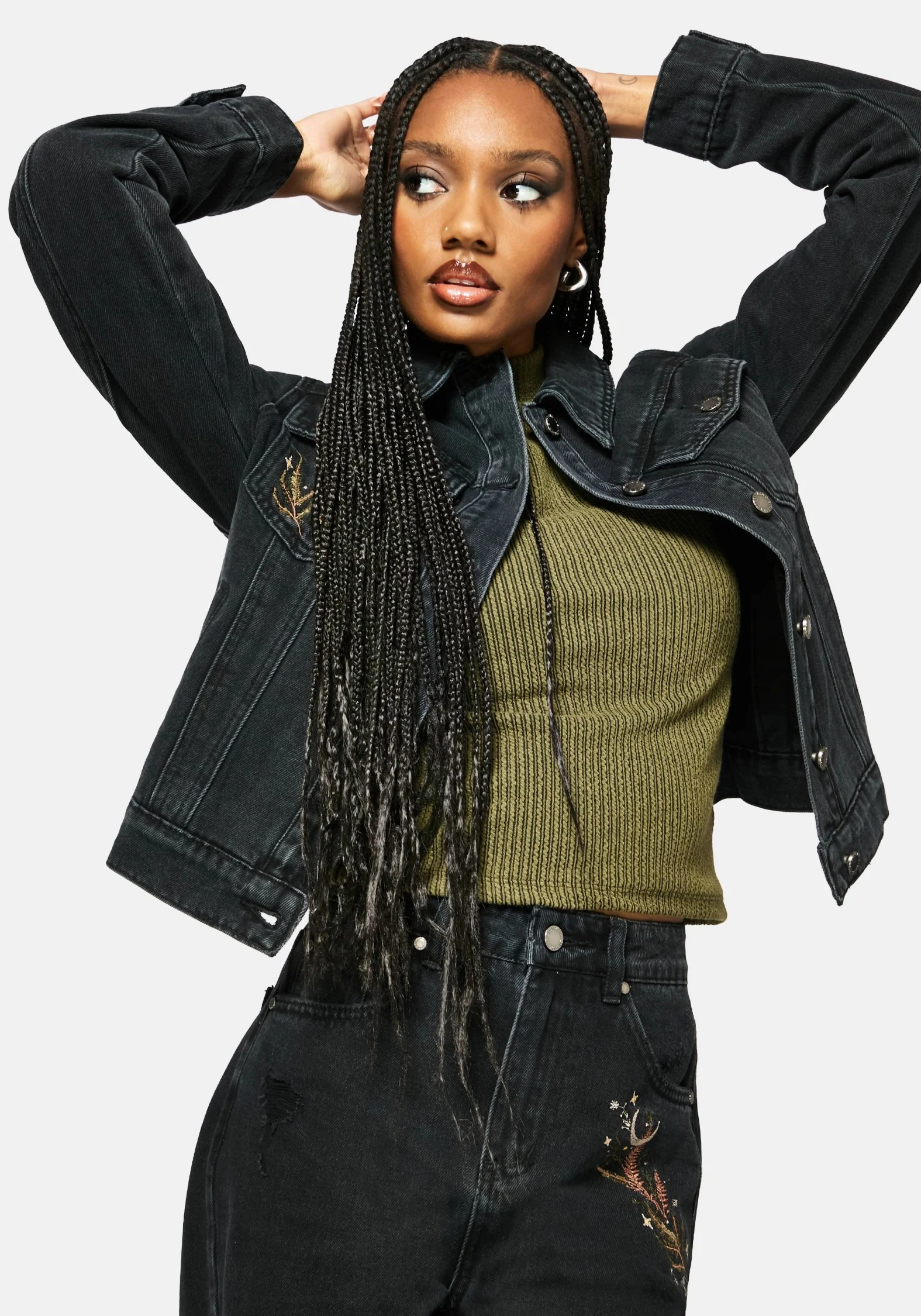 Bryony Striped Crop Top - Olive Green - Image 7