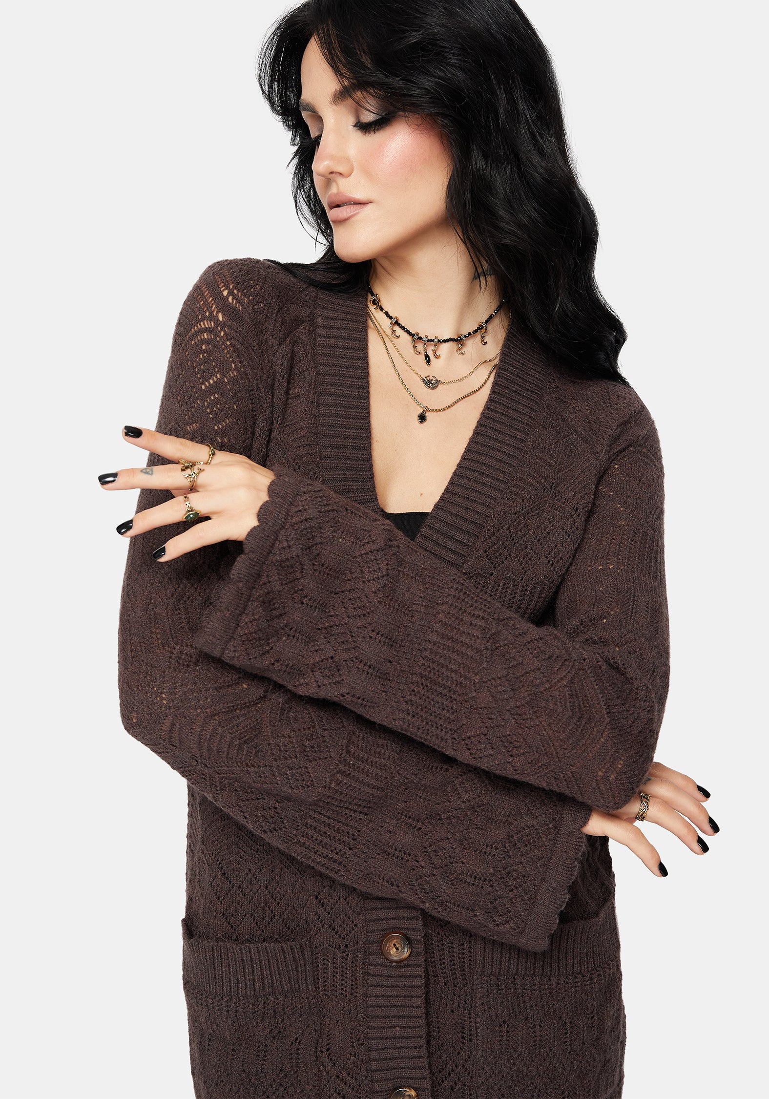 Cadmium Chunky Ribbed Longline Cardigan - Image 6