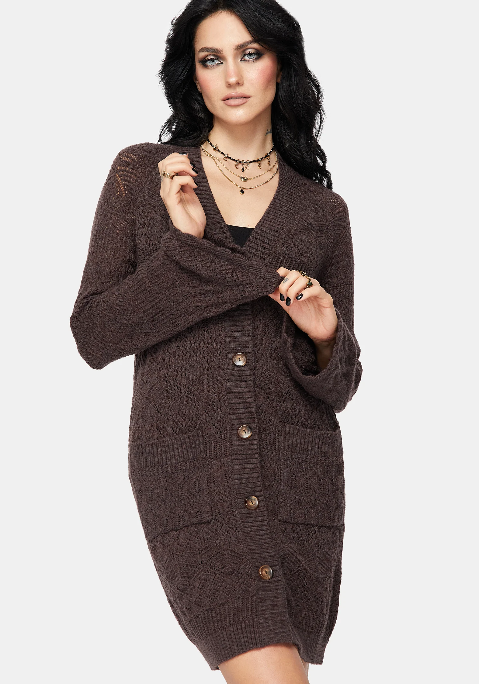 Cadmium Chunky Ribbed Longline Cardigan - Image 7