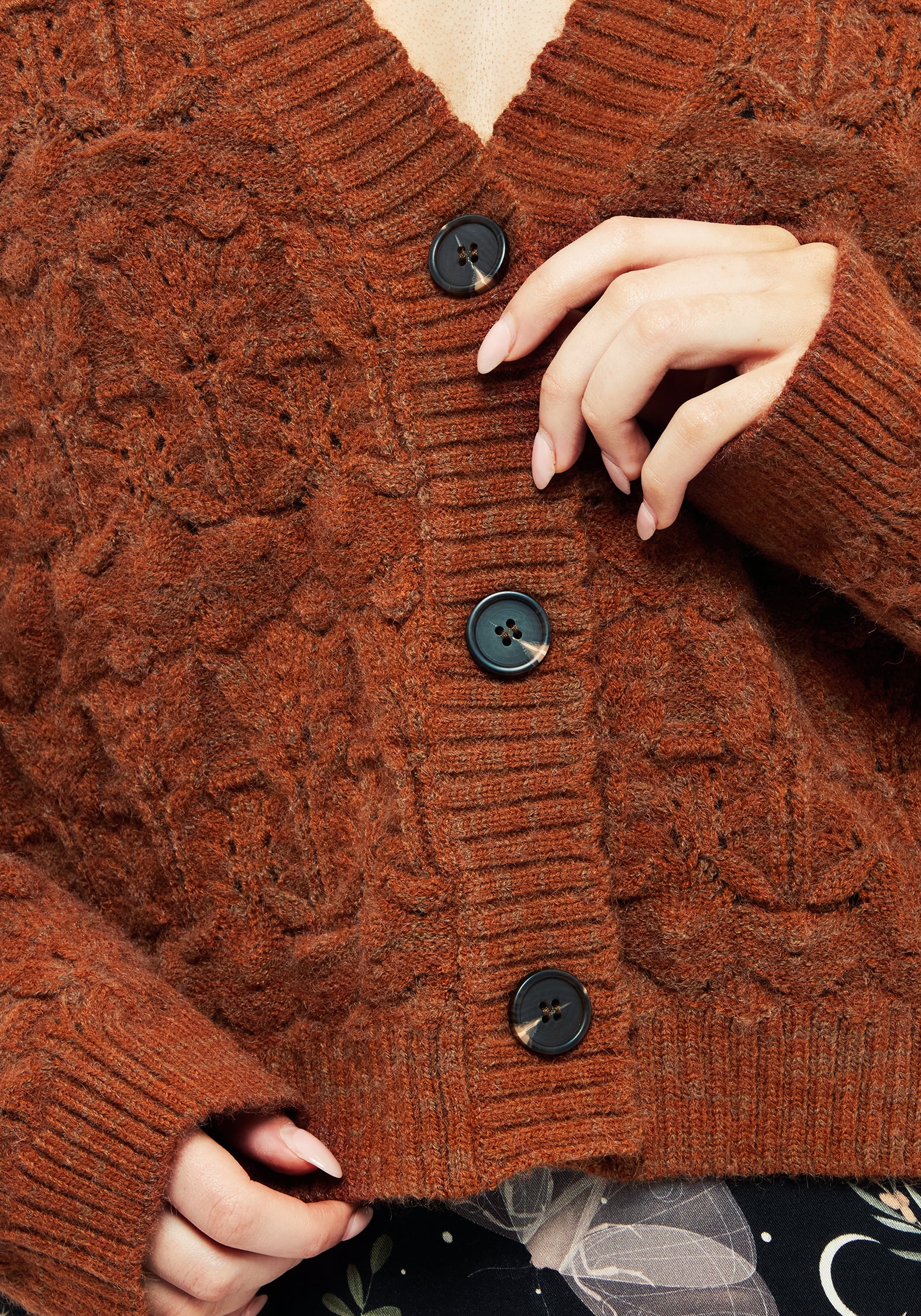Cadmium Pointelle Knit Cardigan - Image 2