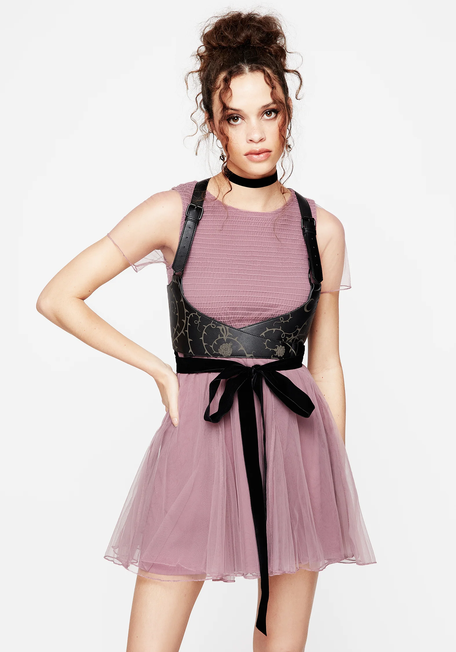 Carolina Godet Shirred Mini Dress - Image 4