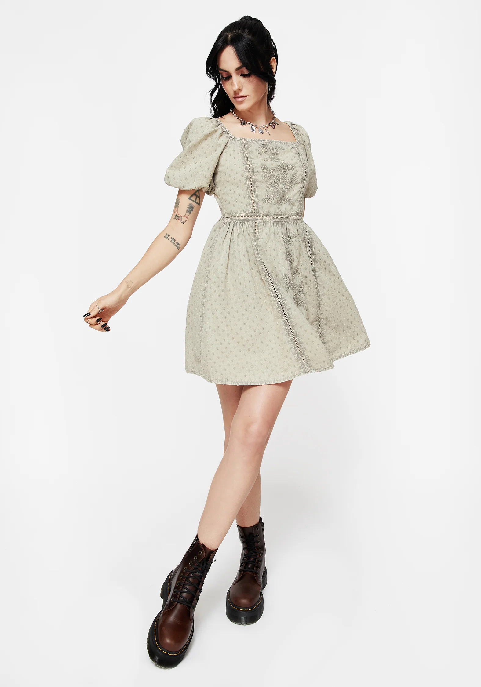 Caustic Cotton Frill Mini Dress - Image 4