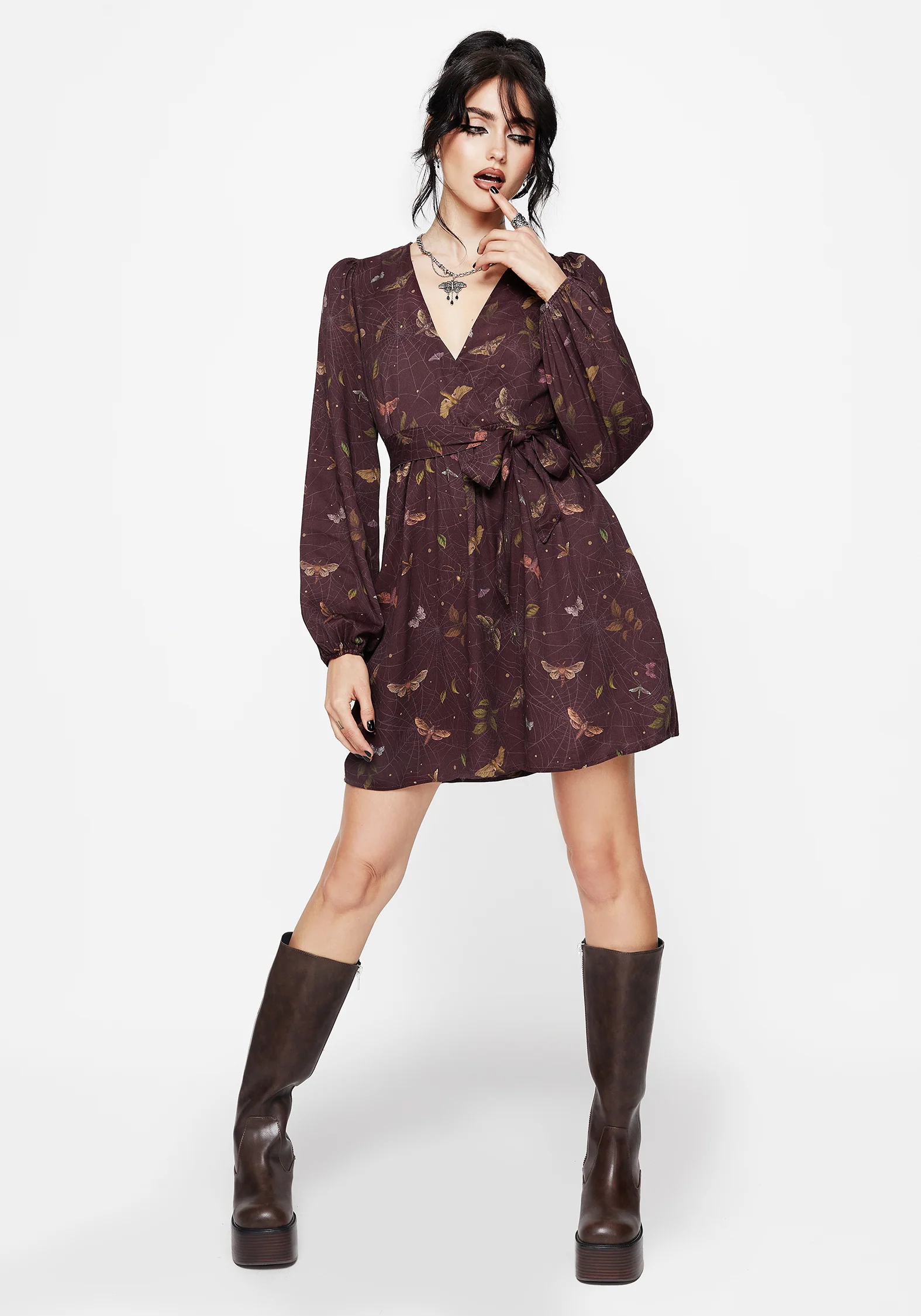 Celia Moth Printed Mini Wrap Dress - Image 4