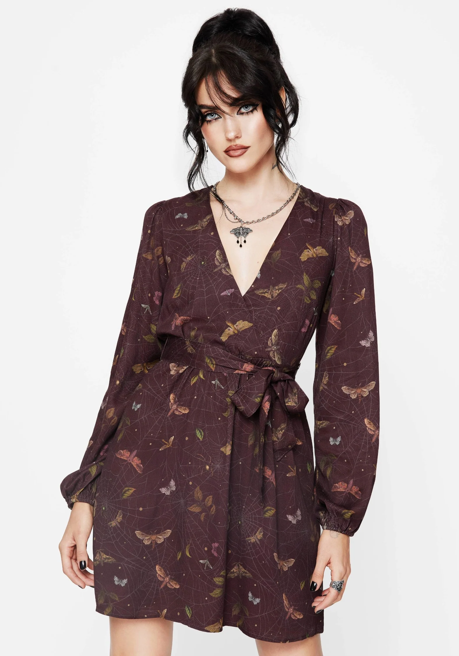 Celia Moth Printed Mini Wrap Dress - Image 5