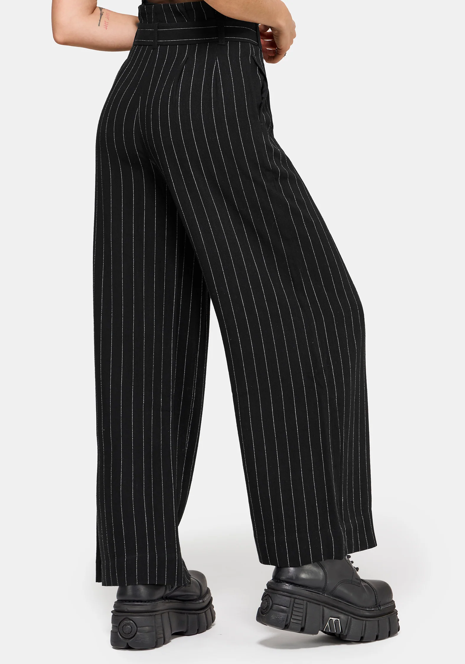 Charli Pinstripe Paperbag Waist Straight Leg Trouser - Image 3
