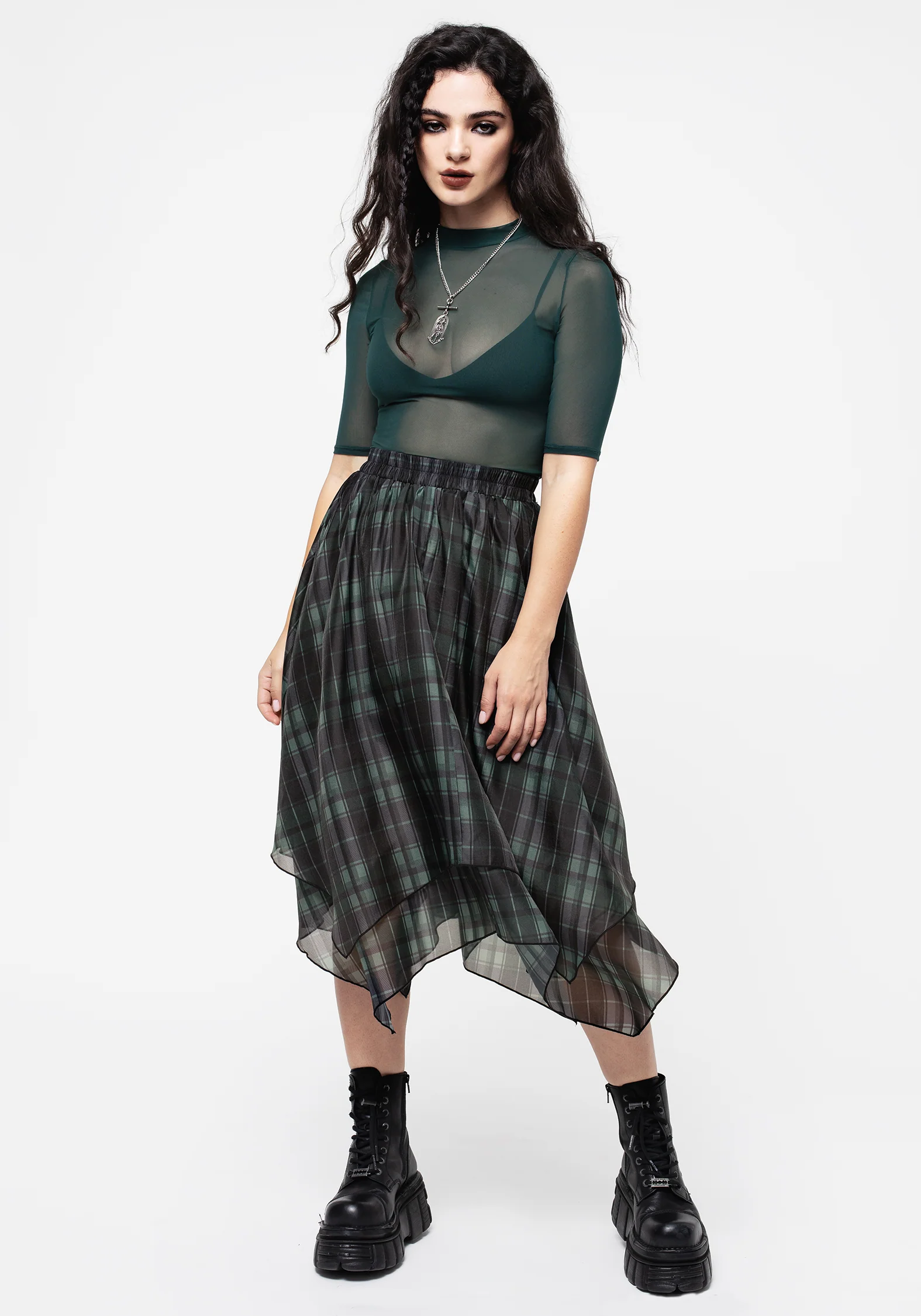 Checkmate Layered Organza Handkerchief Hem Skirt - Image 4